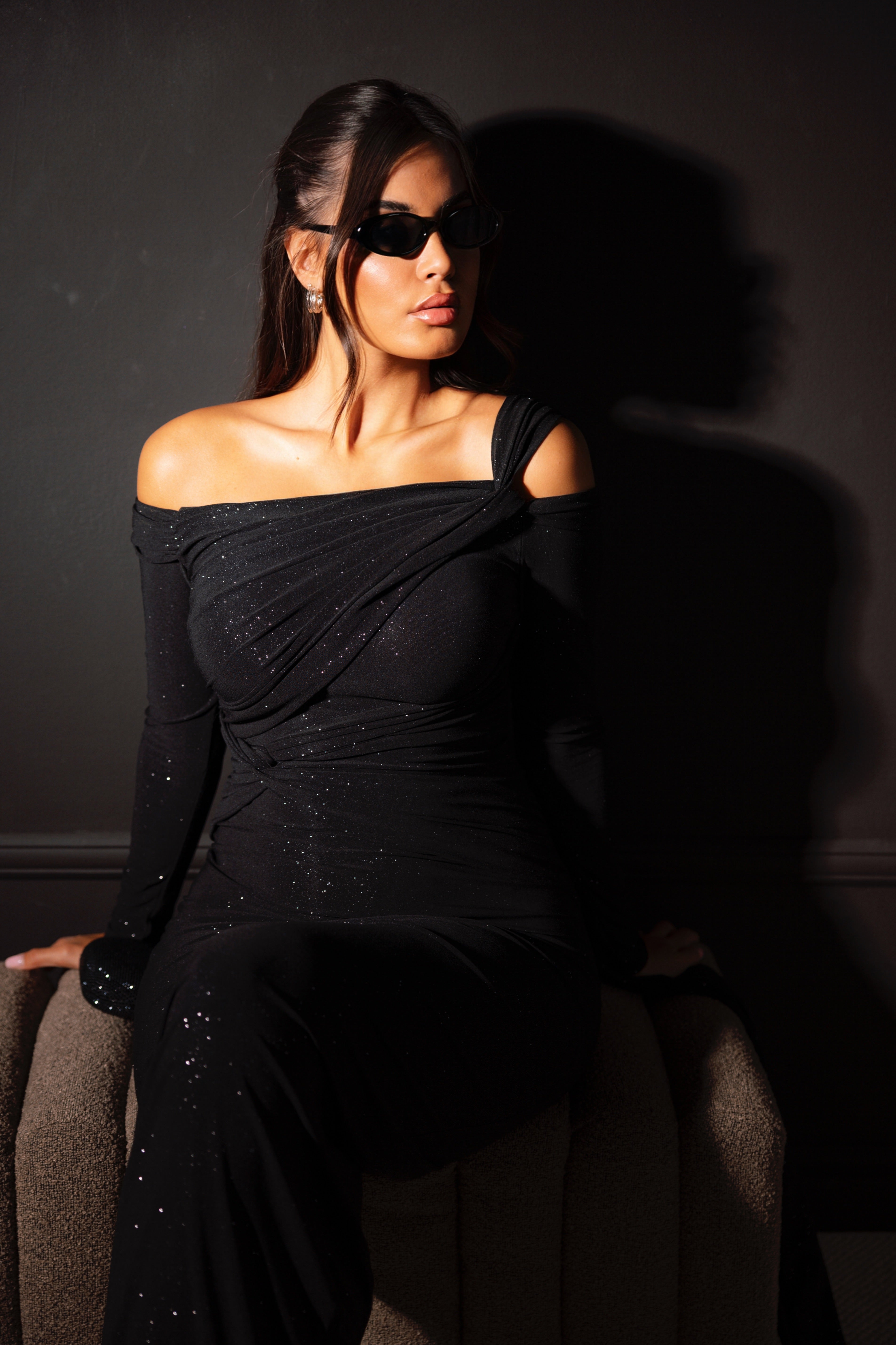 Dionna Black Glitter Dress
