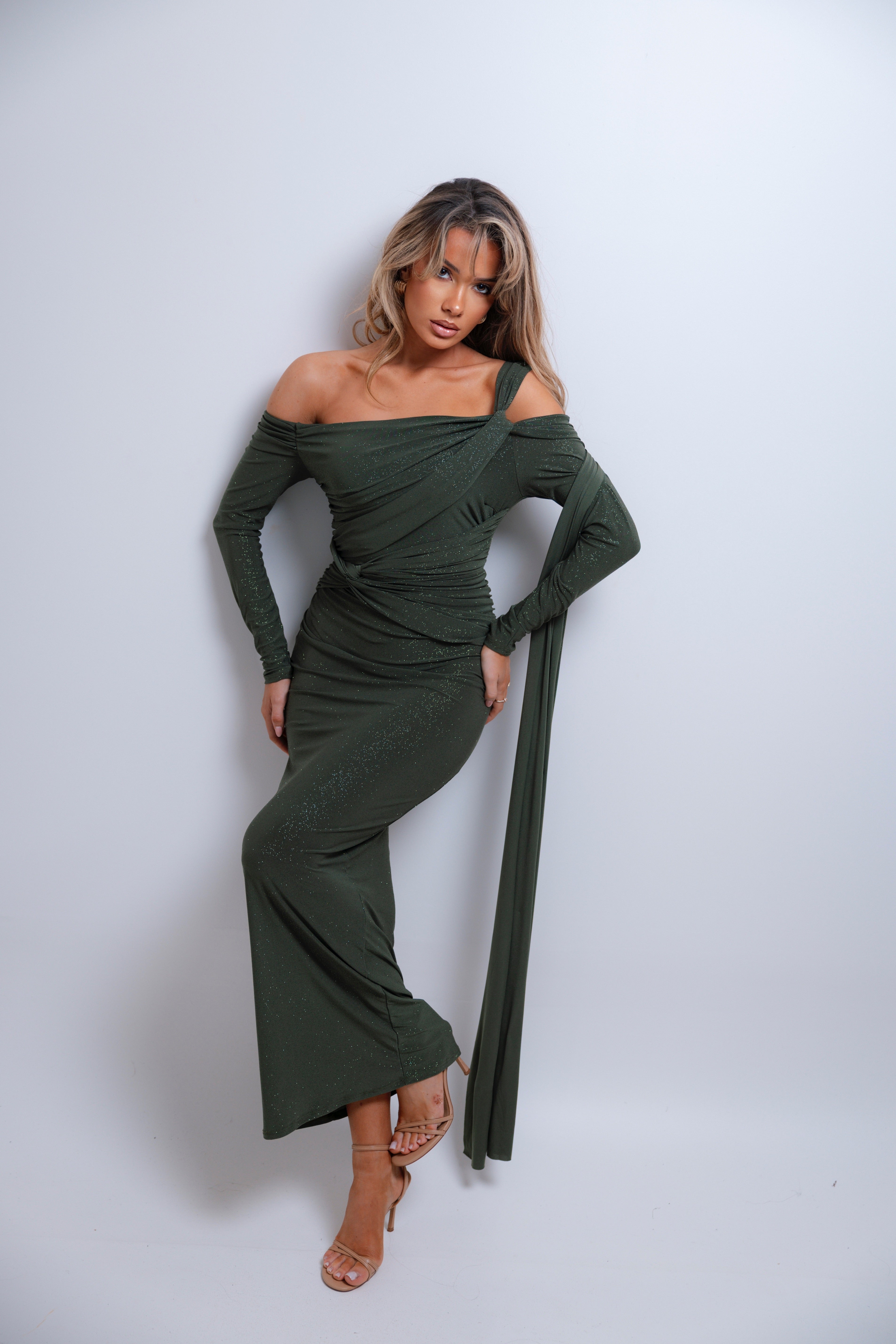 Dionna Olive Glitter Dress