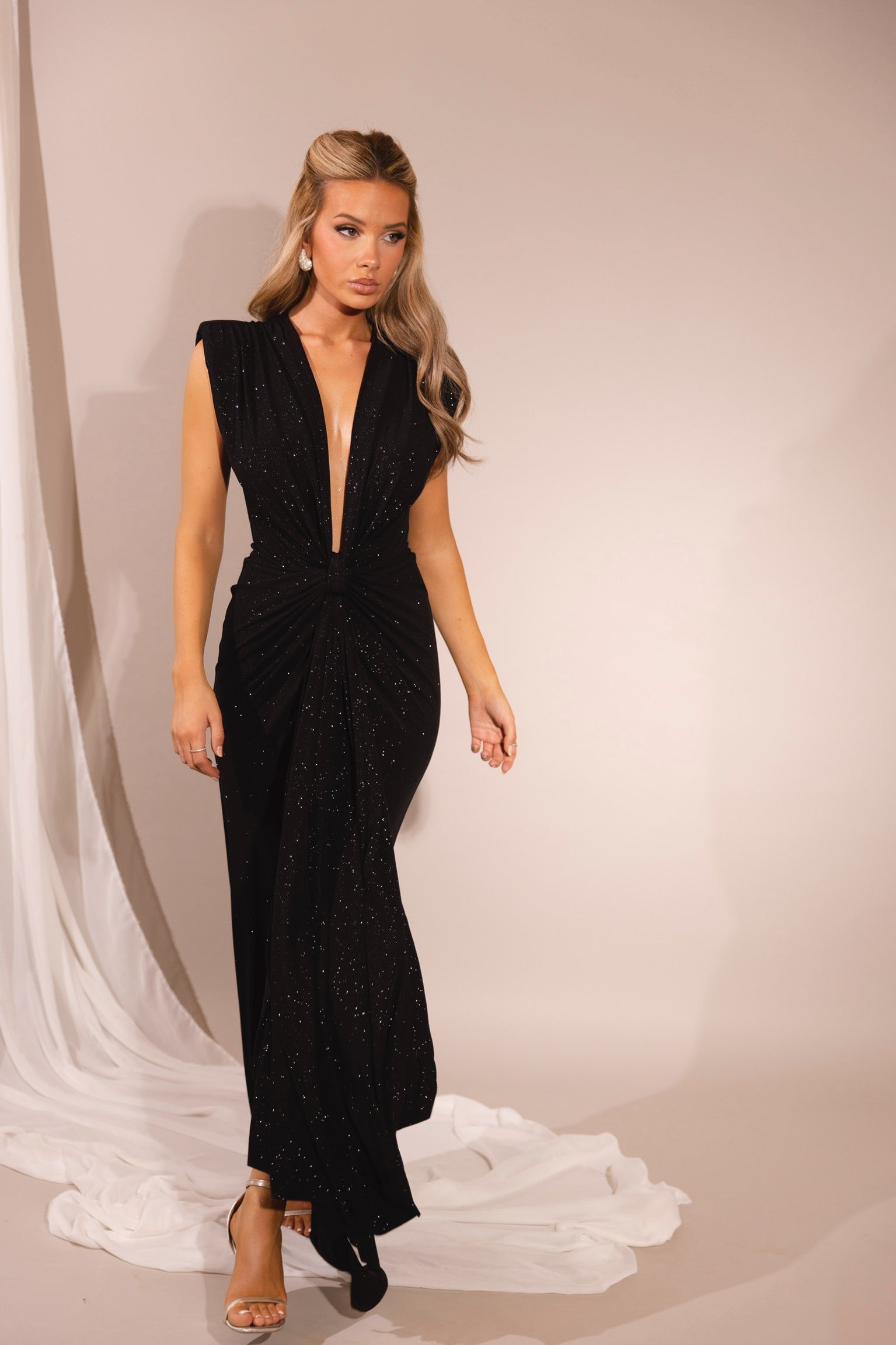 Elina Black Glitter Dress | Label Nue Elina Black Glitter Dress | Label Nue