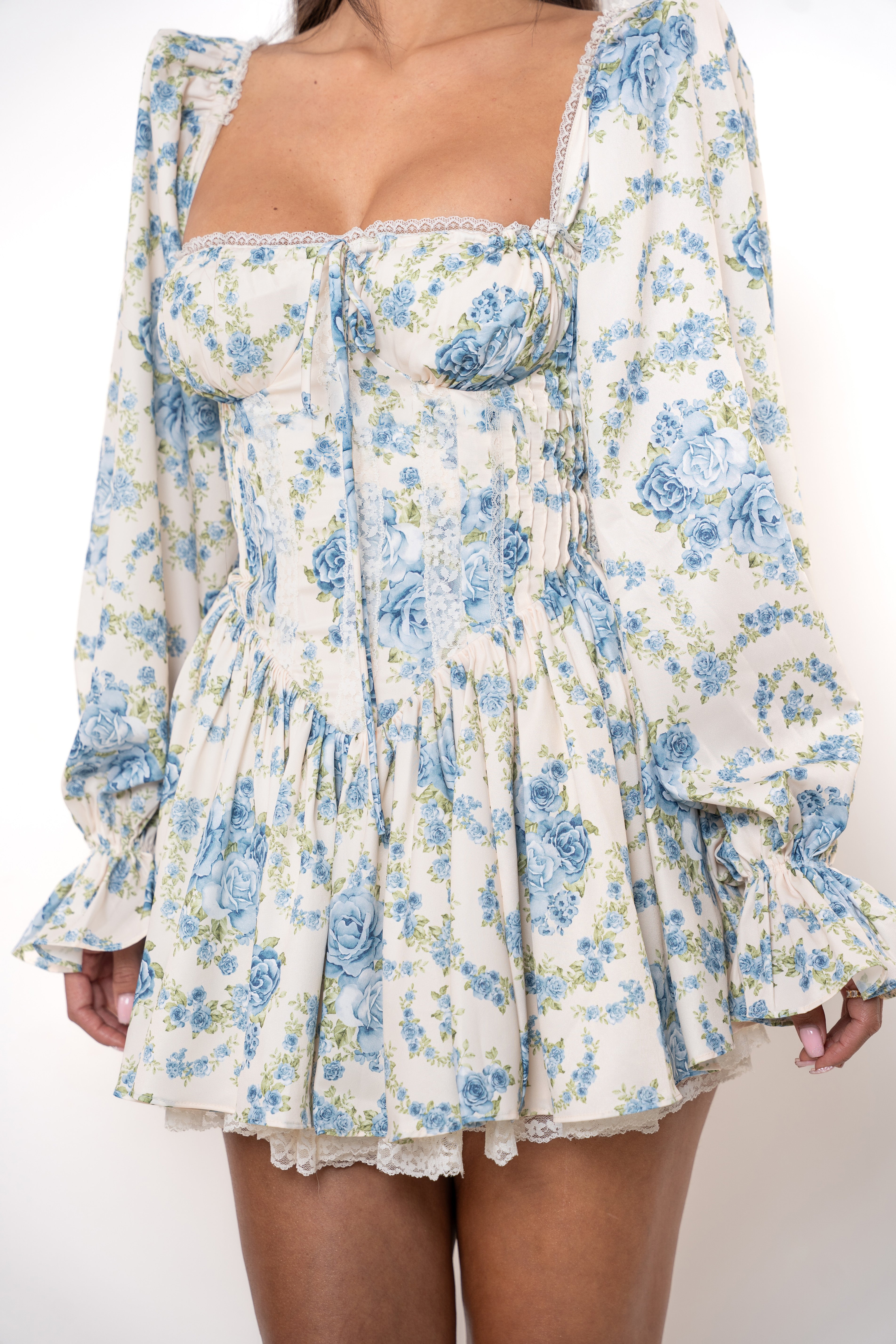 Eliza Cream Blue Dress