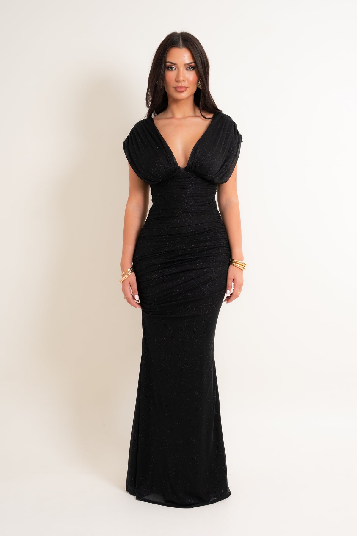 Erelina Black Glitter Dress