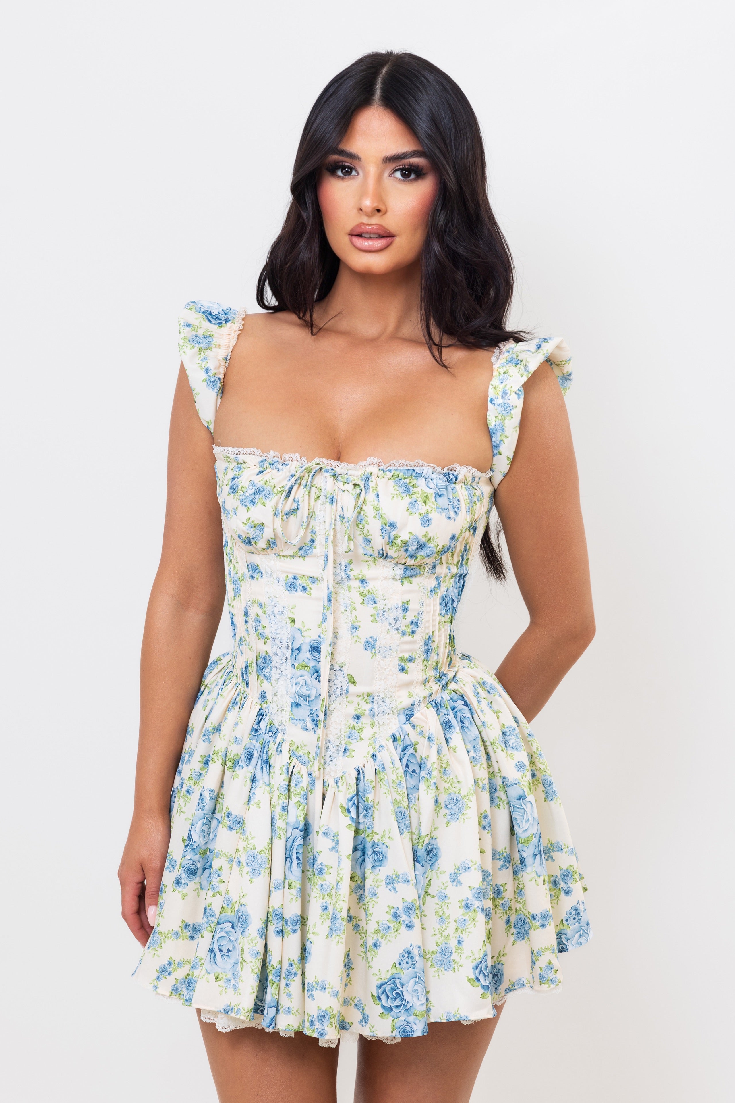 Lunara Cream Blue Dress