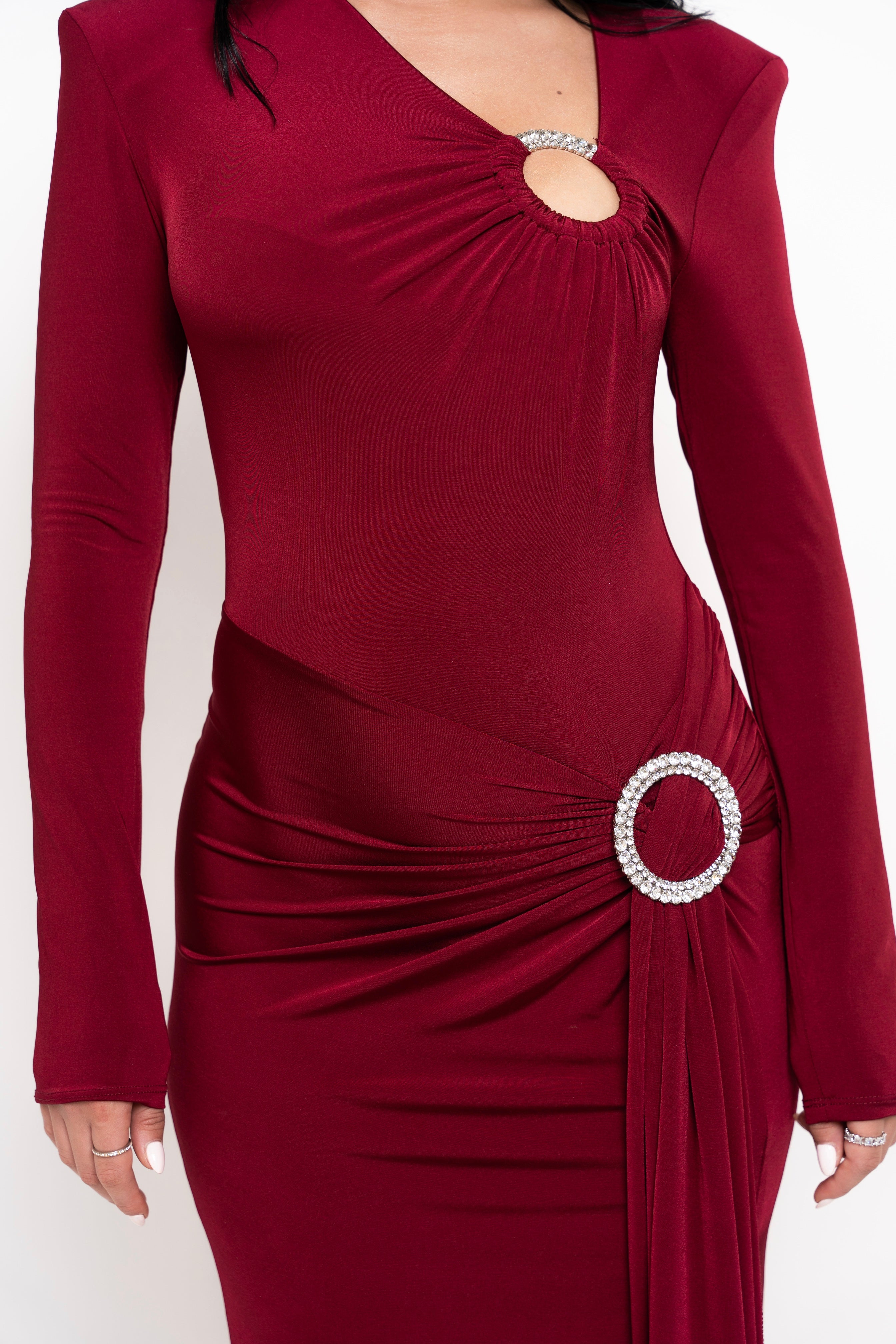 Julie Burgundy Dress