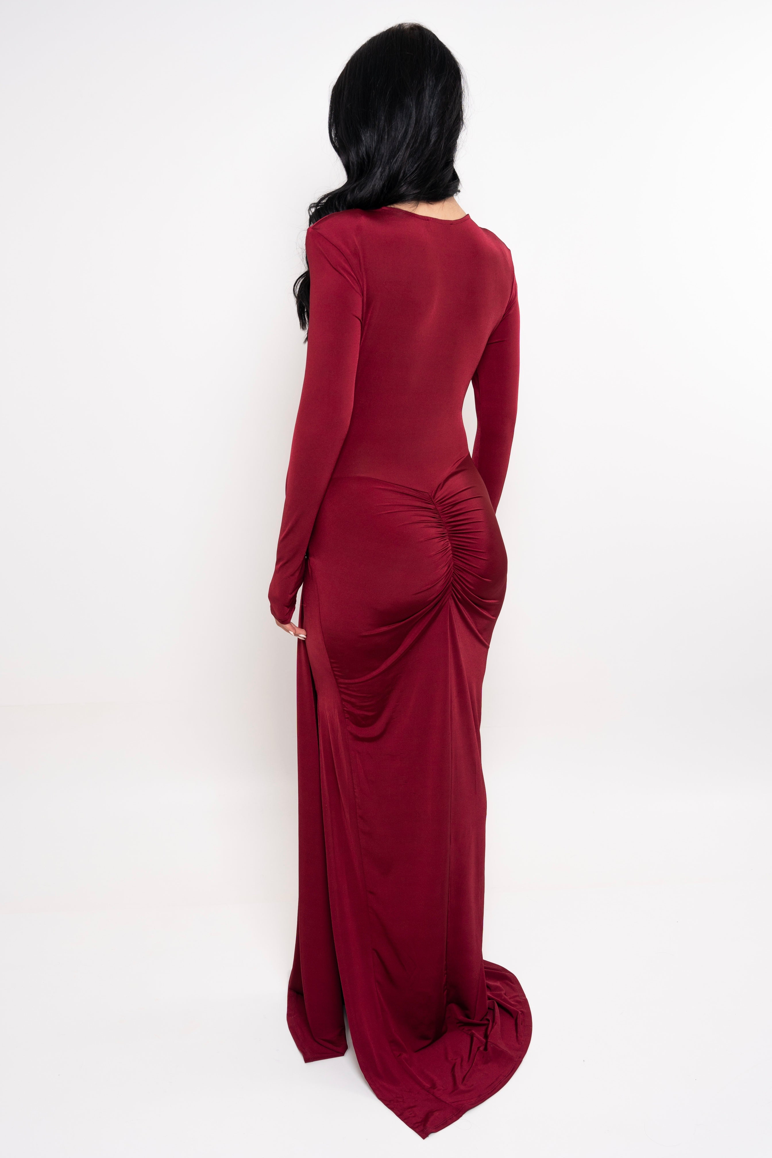 Julie Burgundy Dress