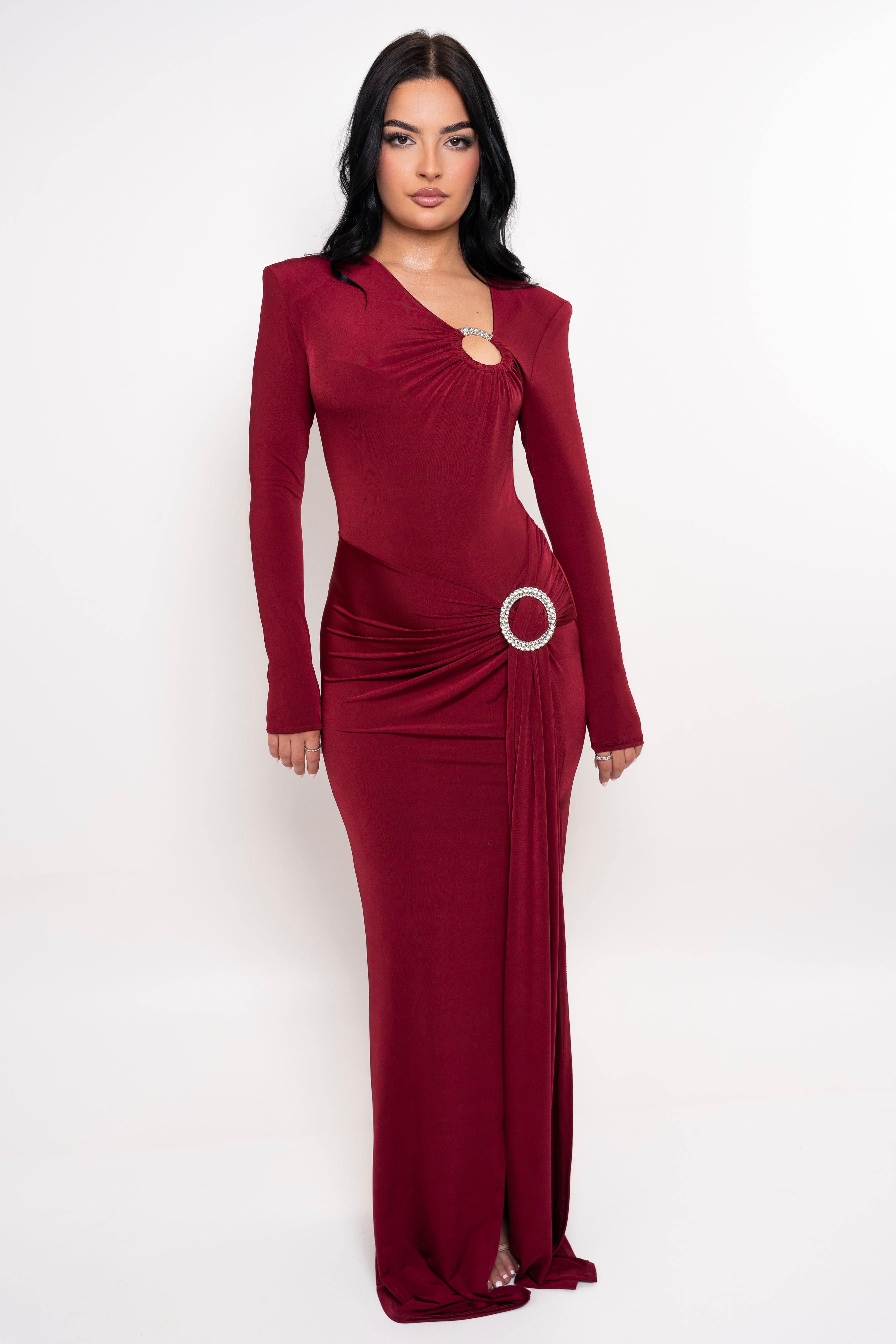 Julie Burgundy Dress