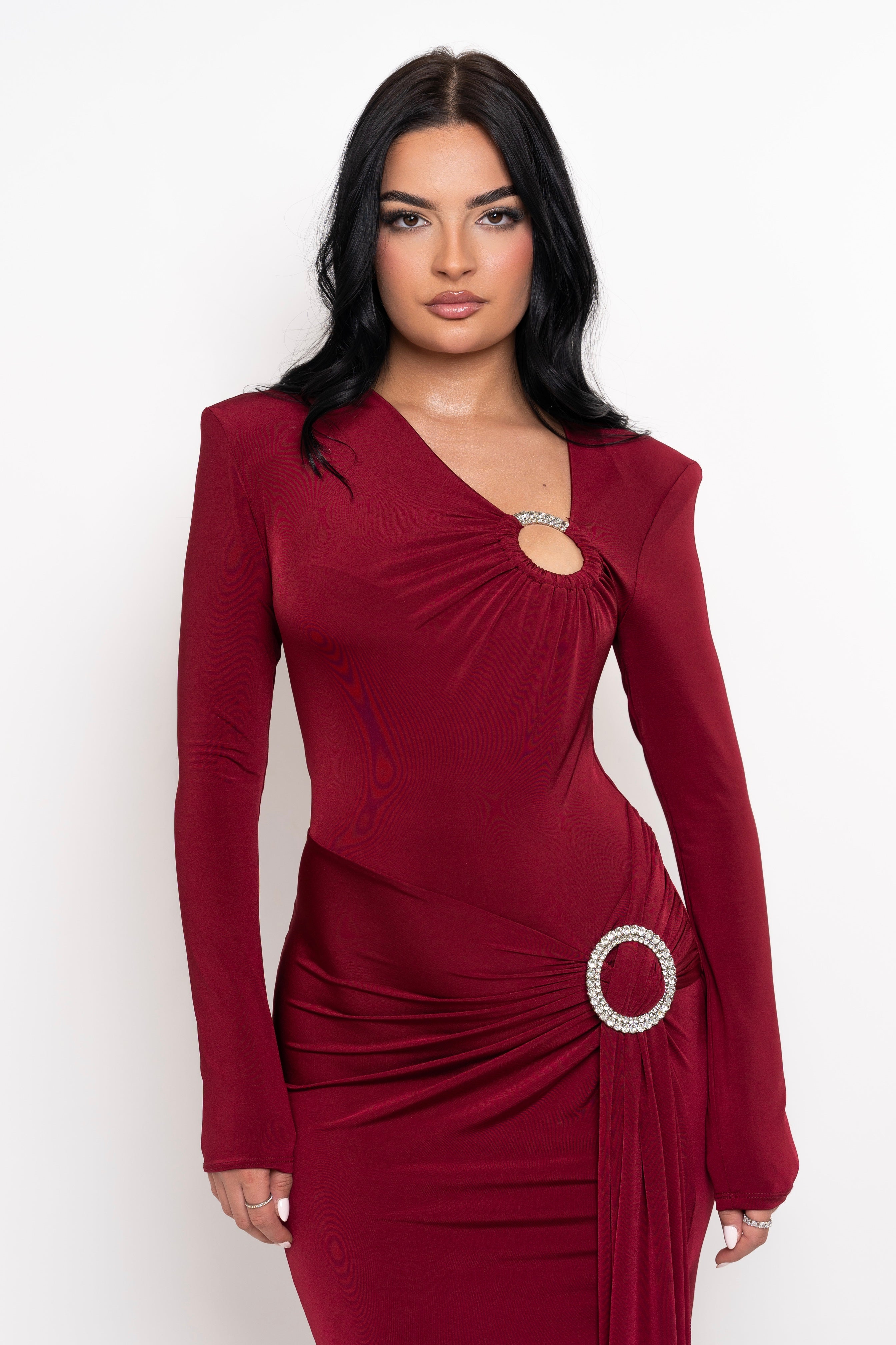Julie Burgundy Dress