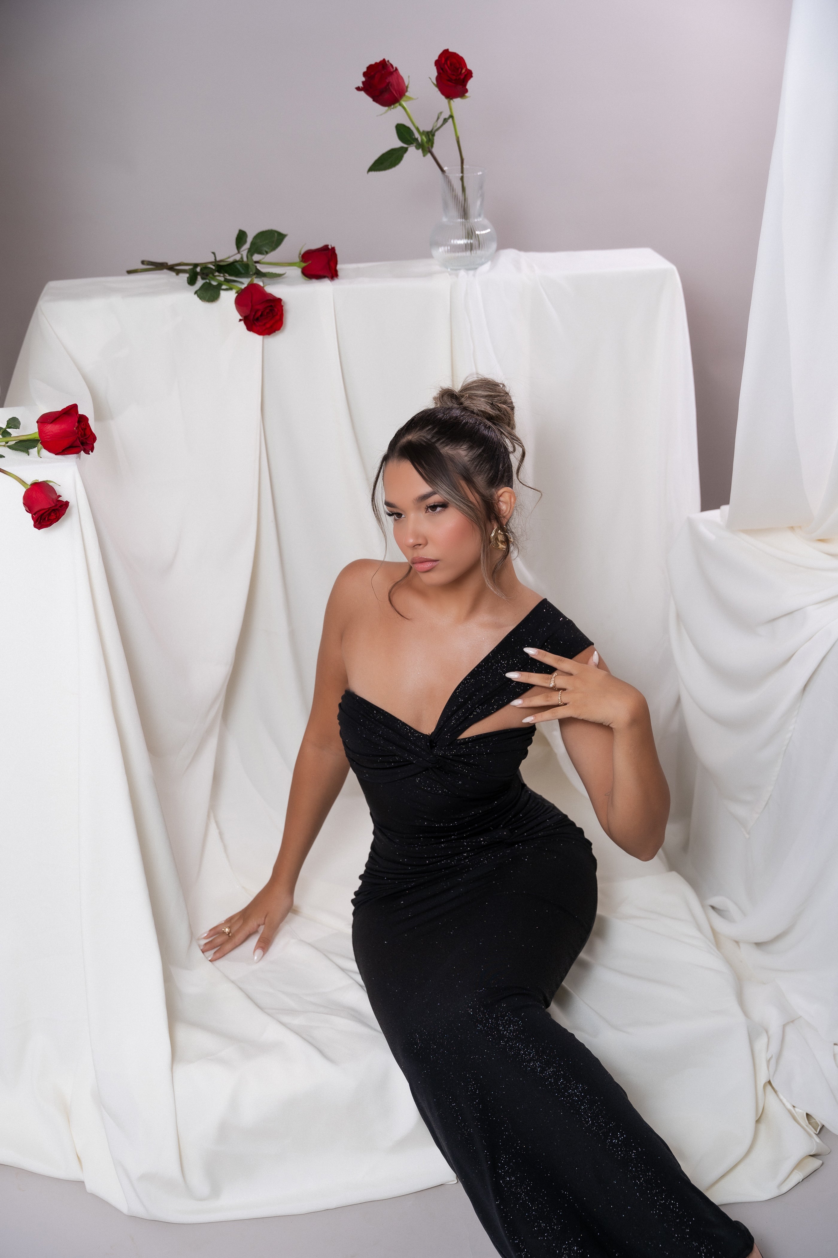 Lesa Black Glitter Dress