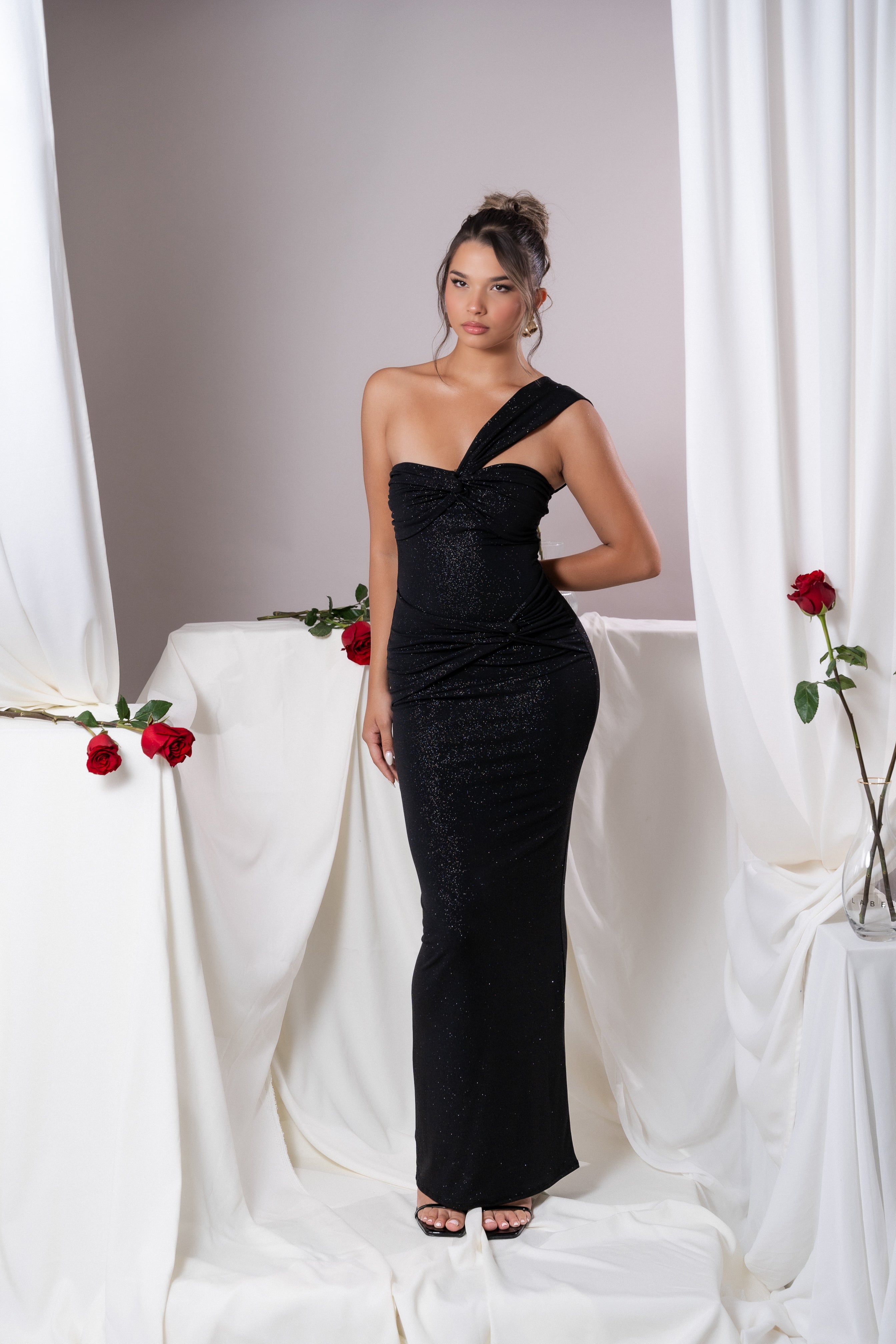 Lesa Black Glitter Dress