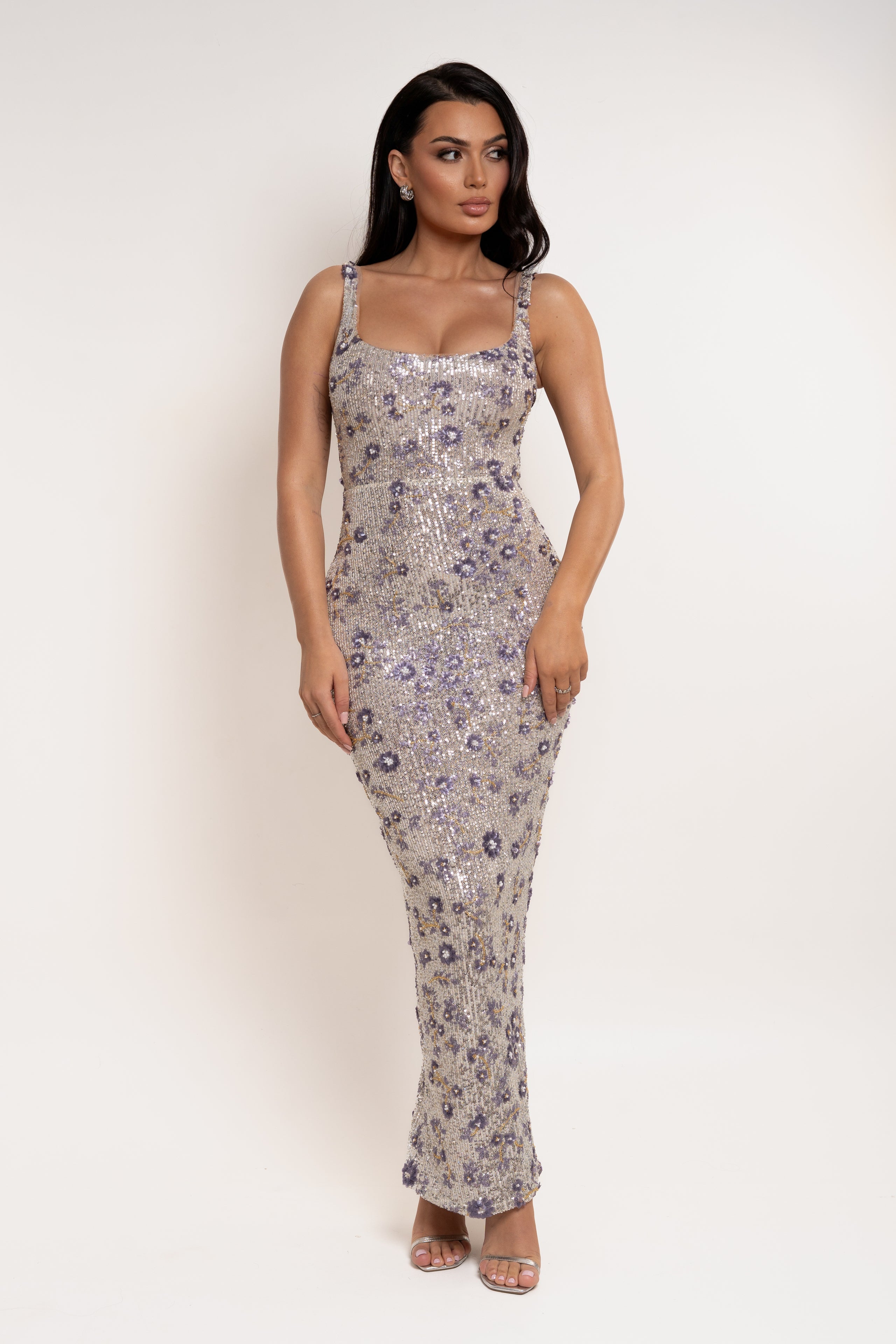 Лоријана сребрена фустан