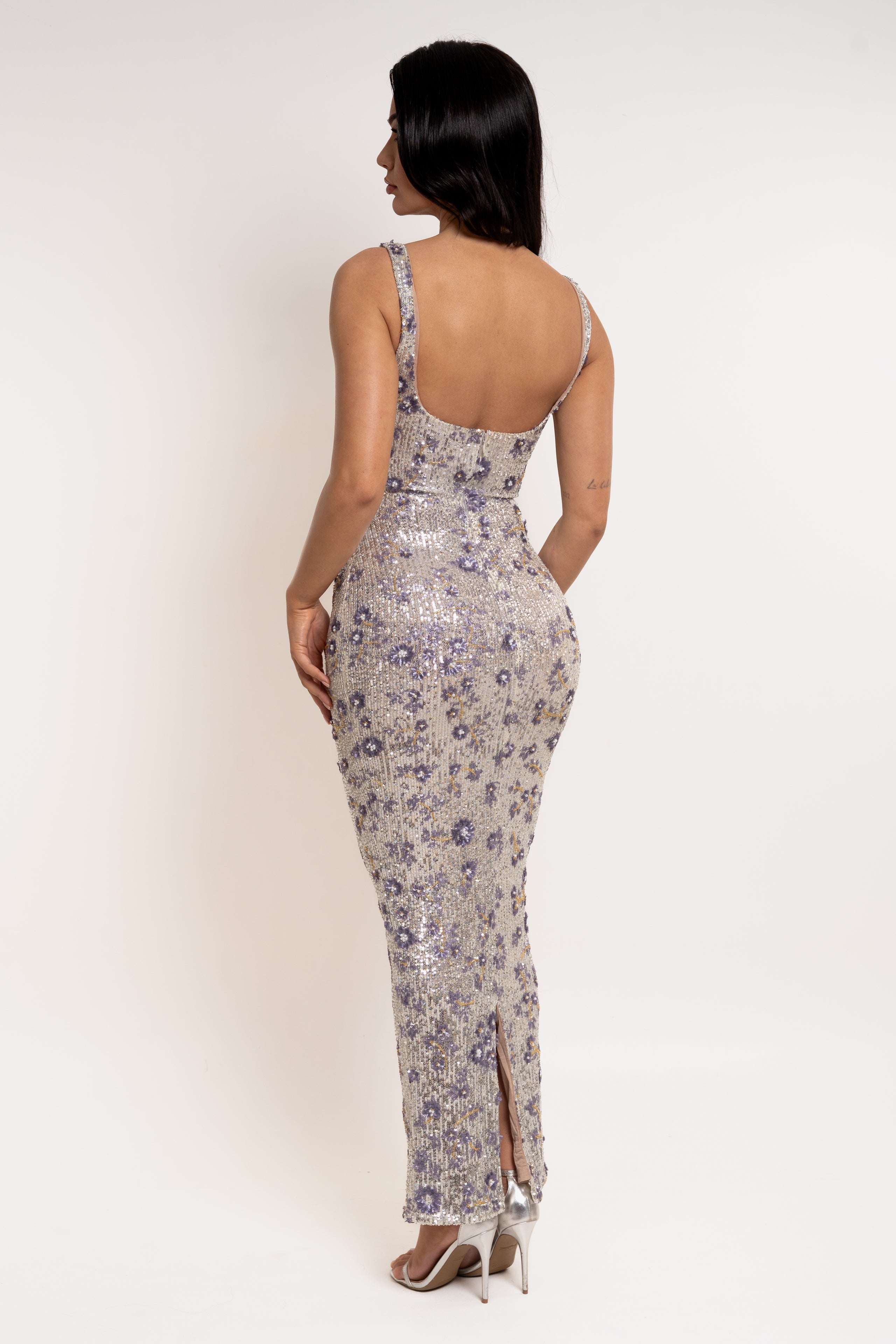 Лоријана сребрена фустан