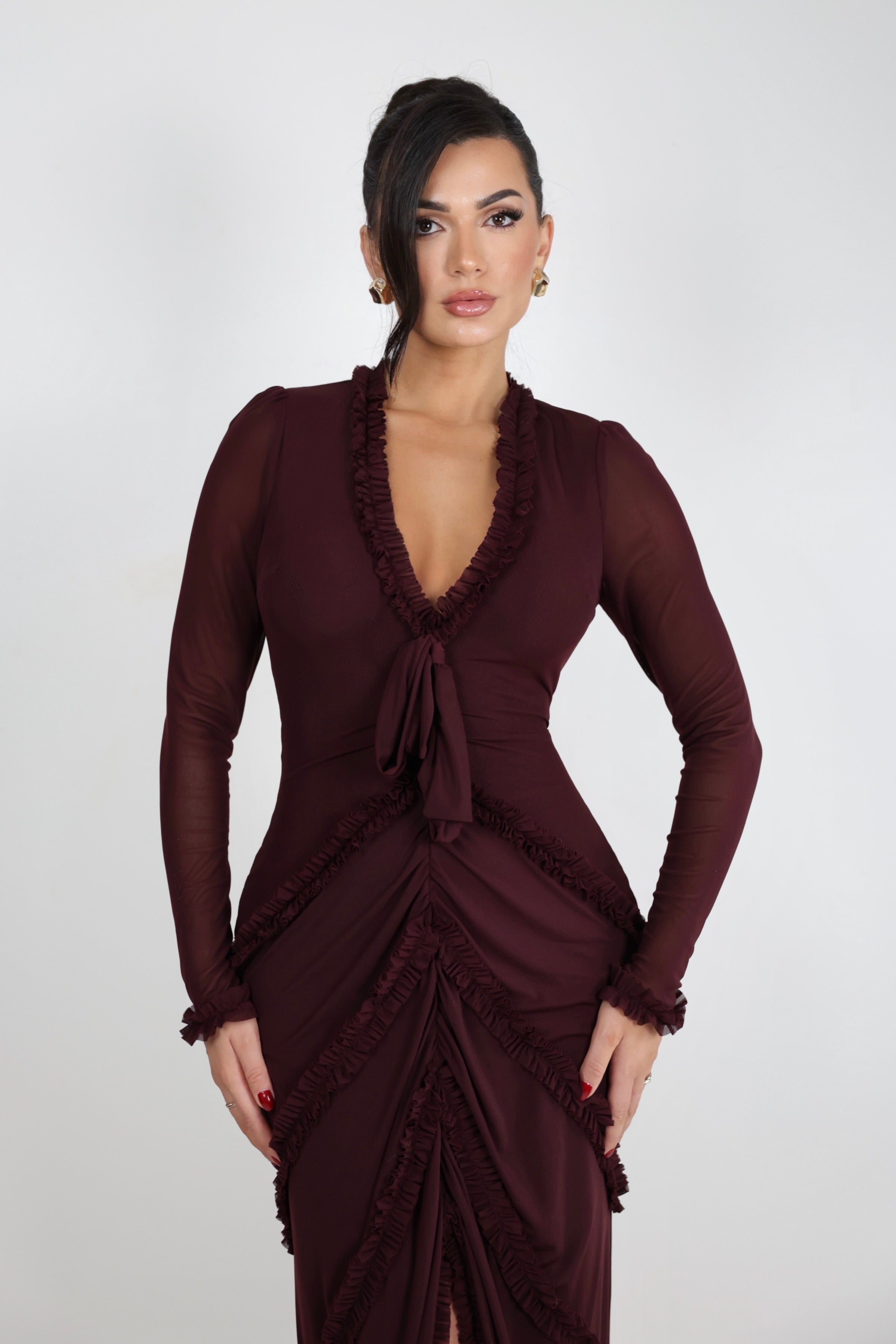 Nerea Burgundy Dress
