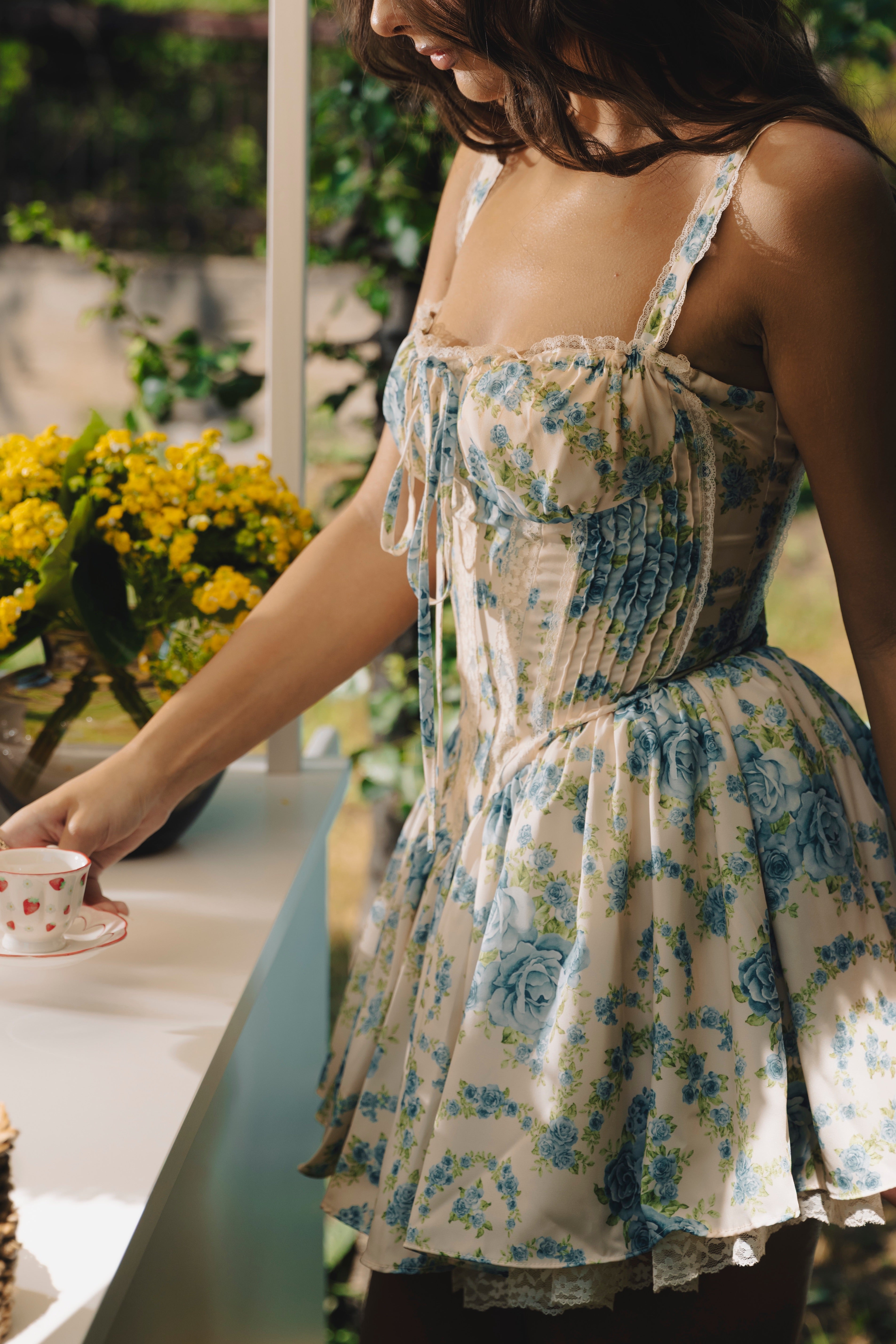Onika Cream Blue Dress