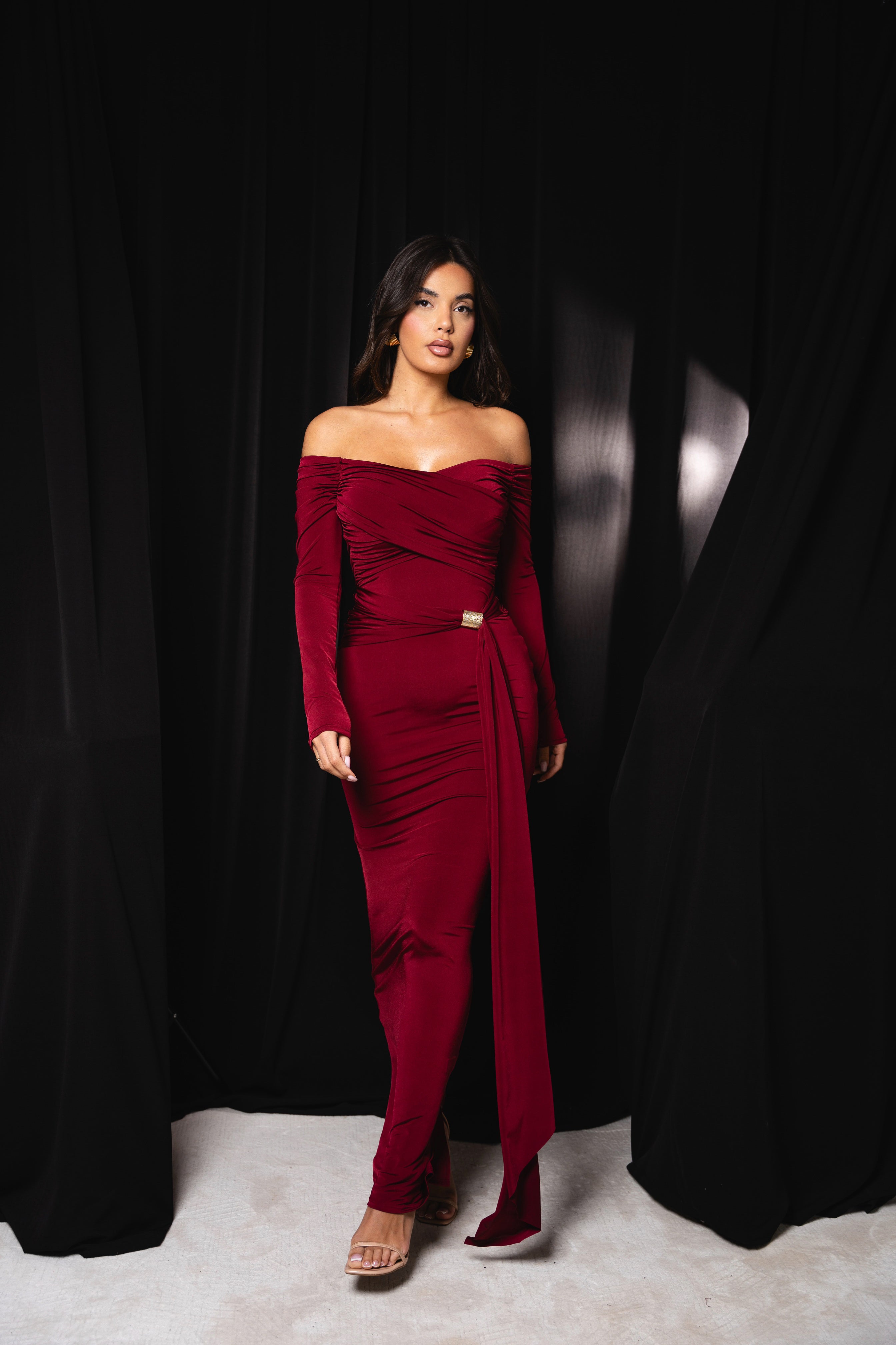 Long burgundy gown