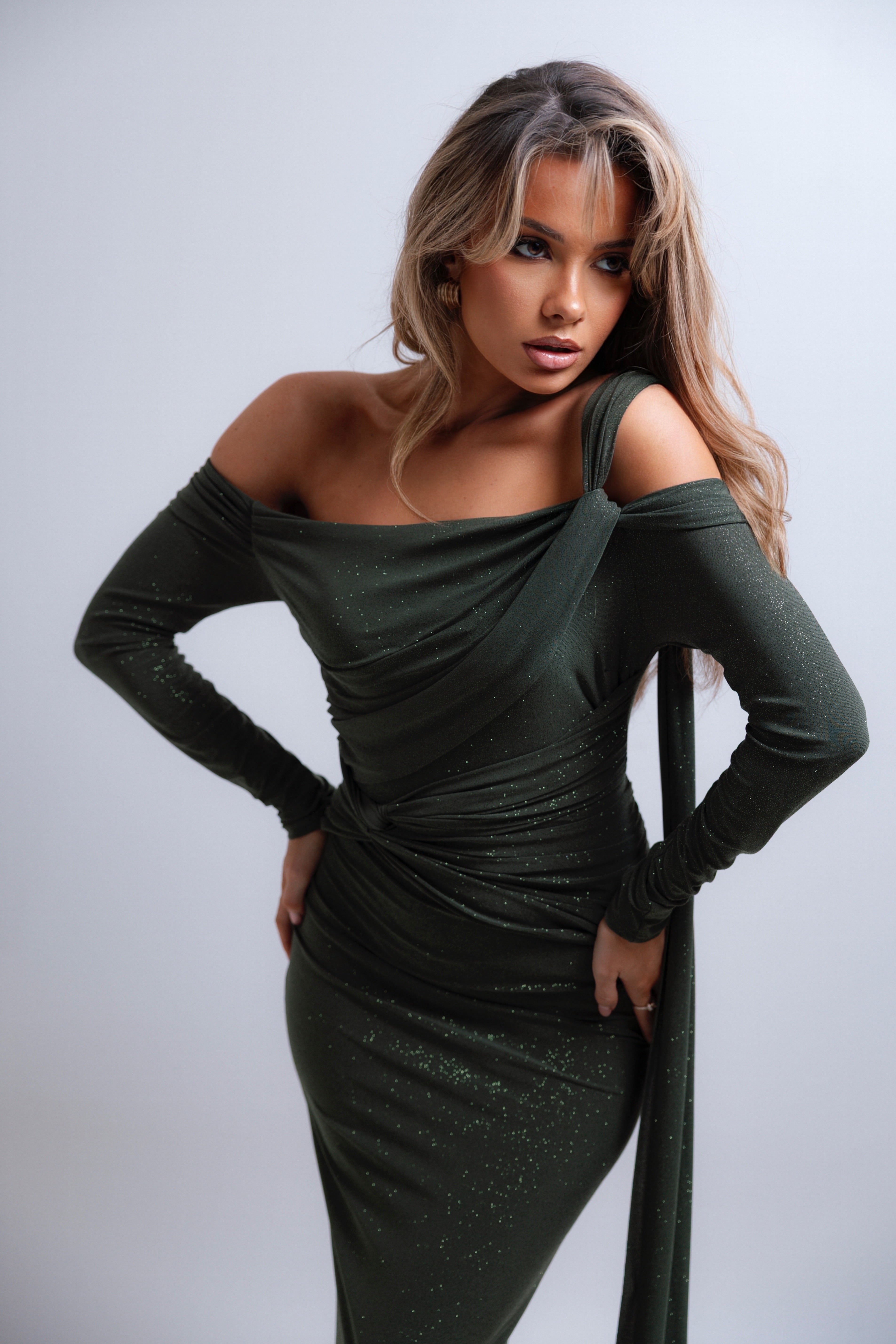 Dionna Olive Glitter Dress