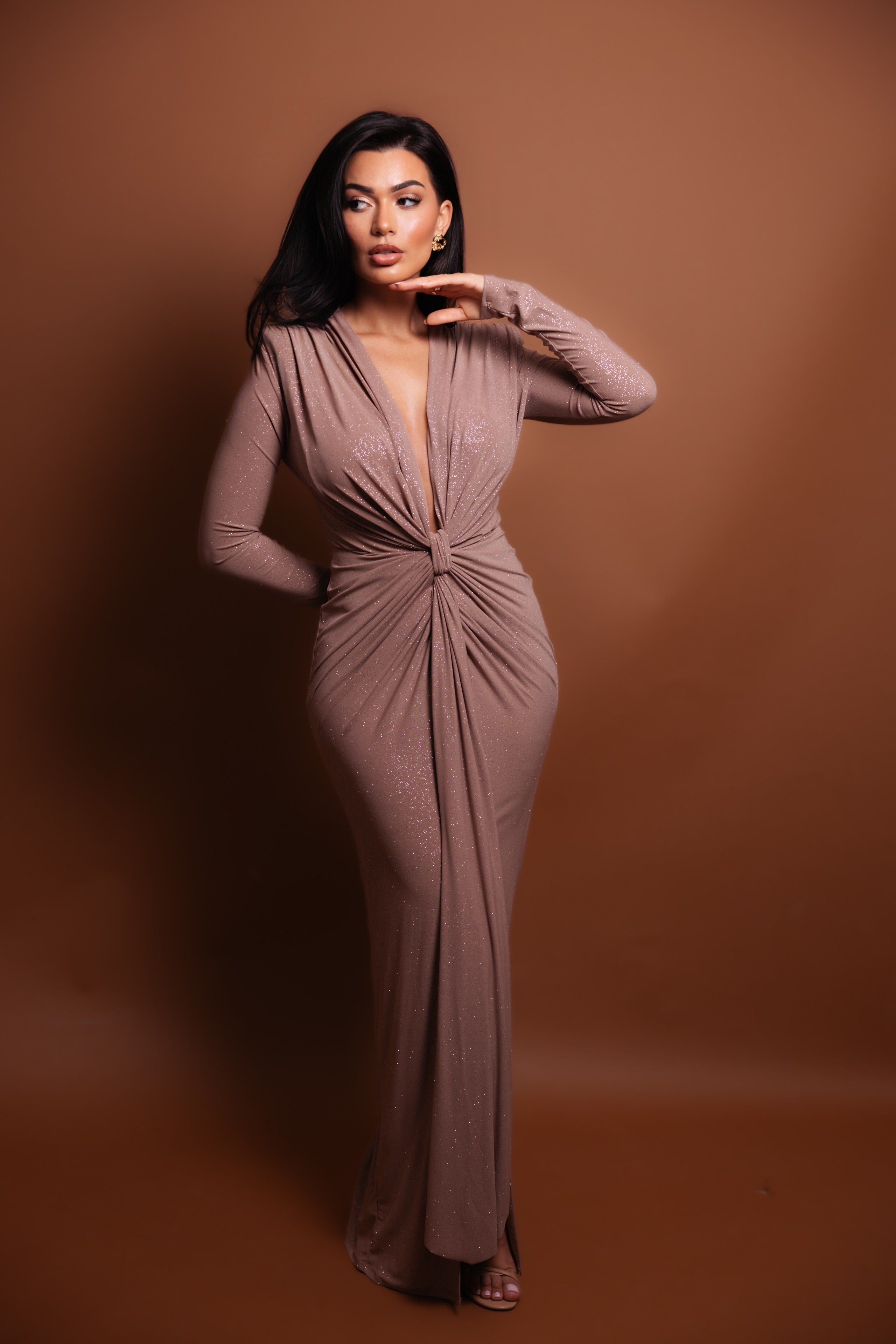 Elsa Mocha Glitter Dress