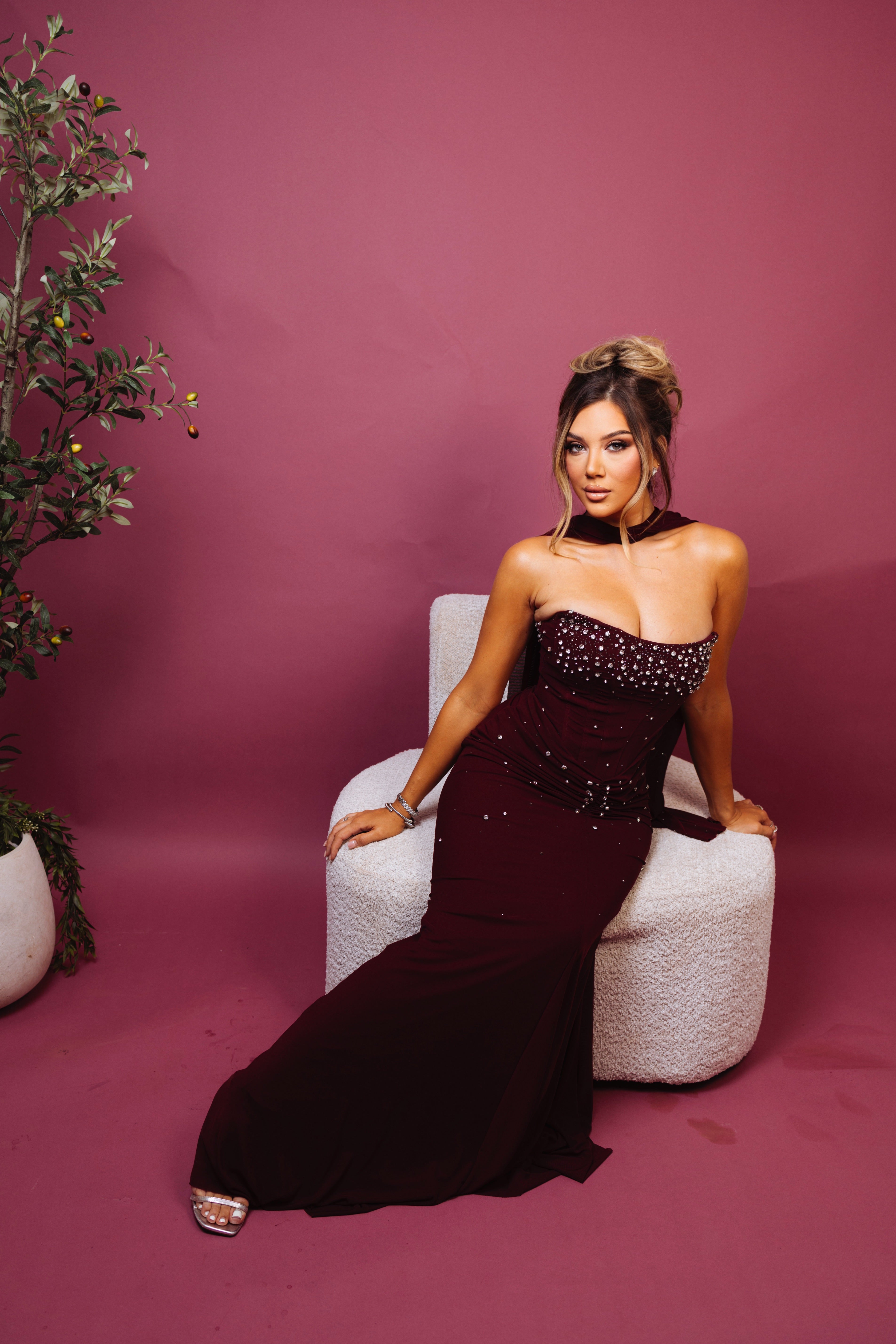 Fiola Burgundy Dress