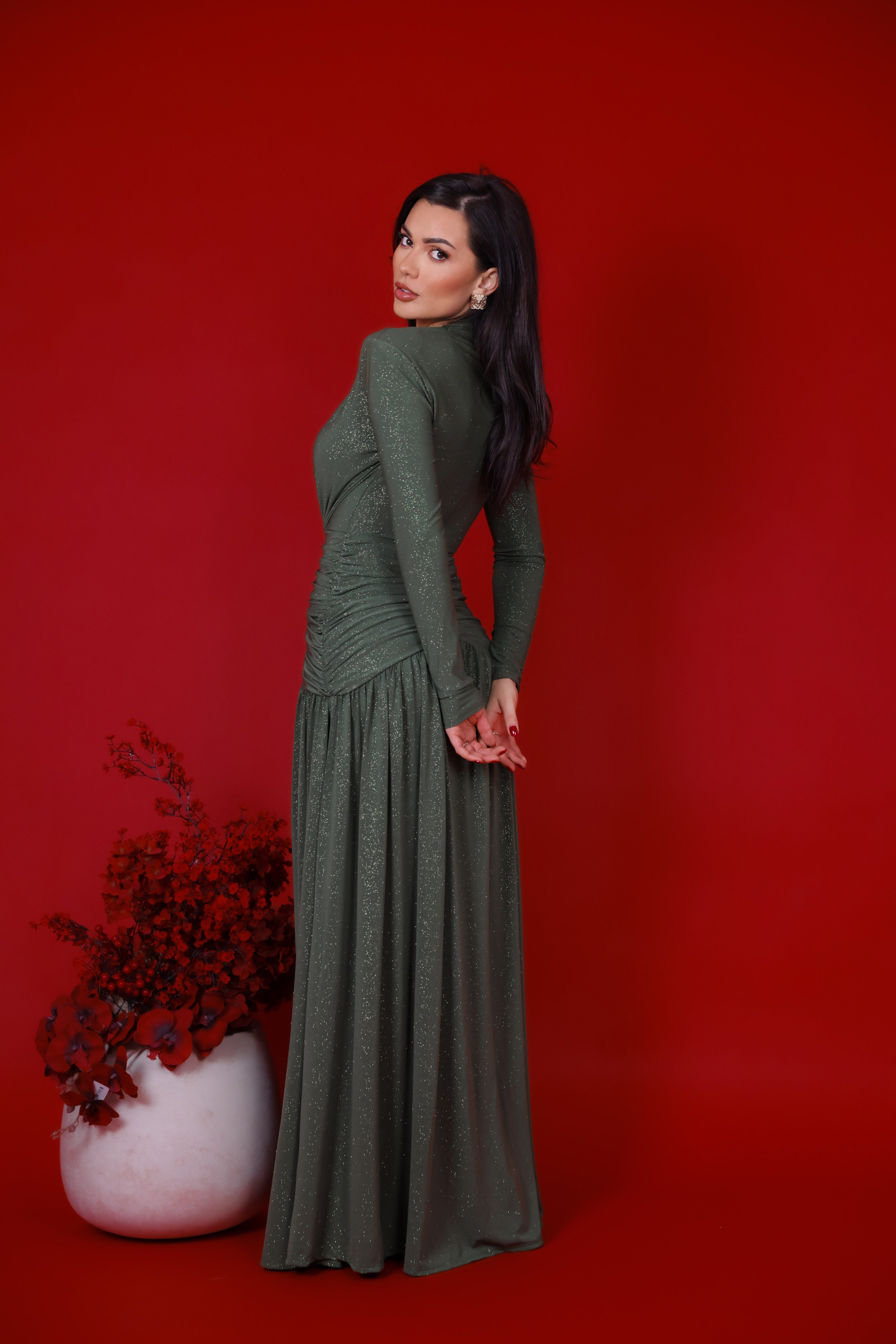 Lola Olive Glitter Dress