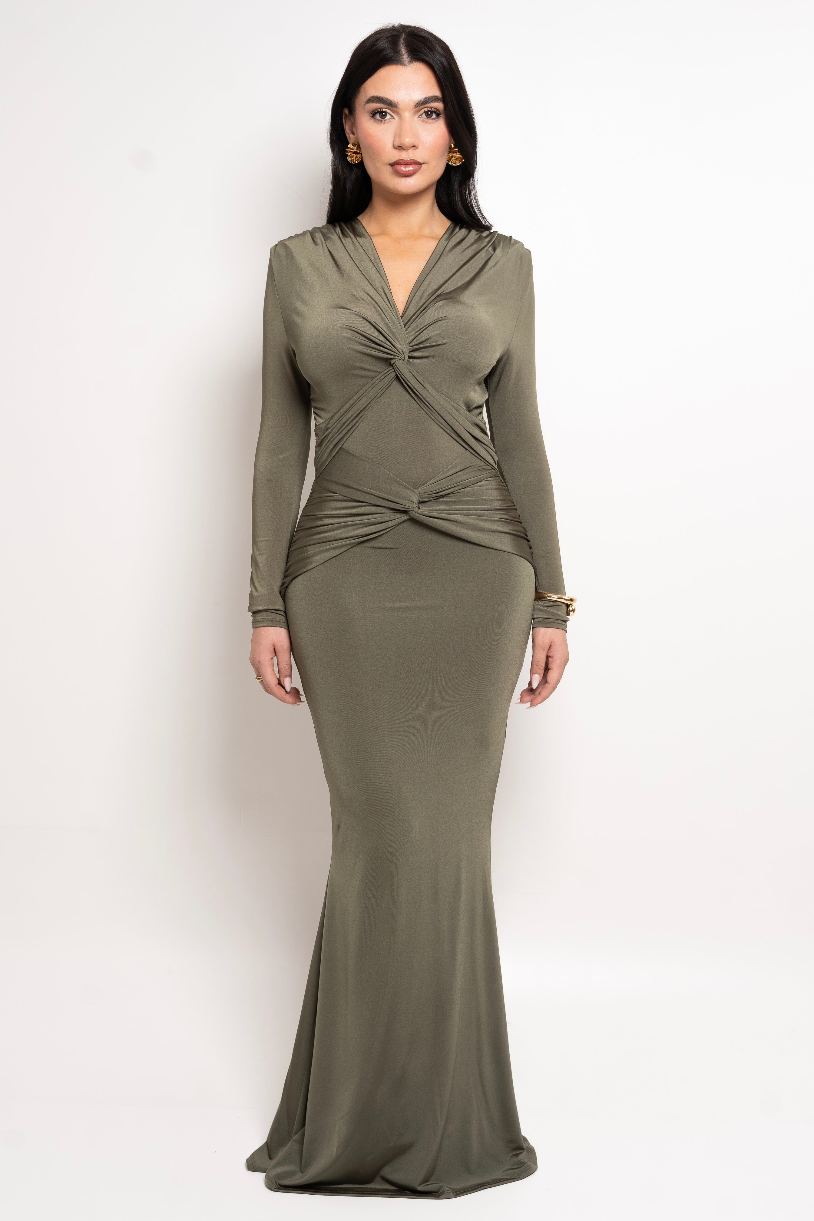 Nadira Olive Dress