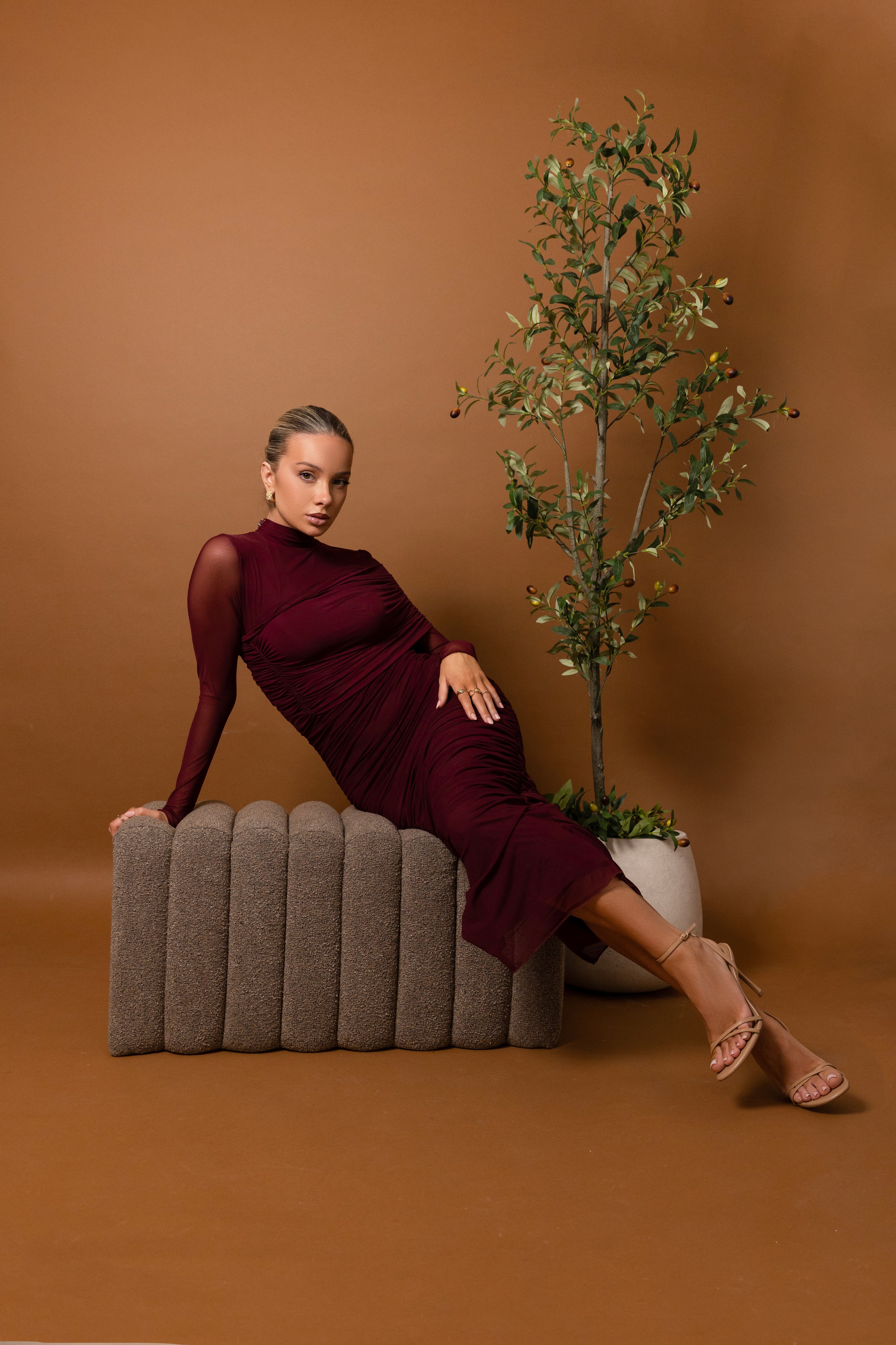 Lini Burgundy Dress