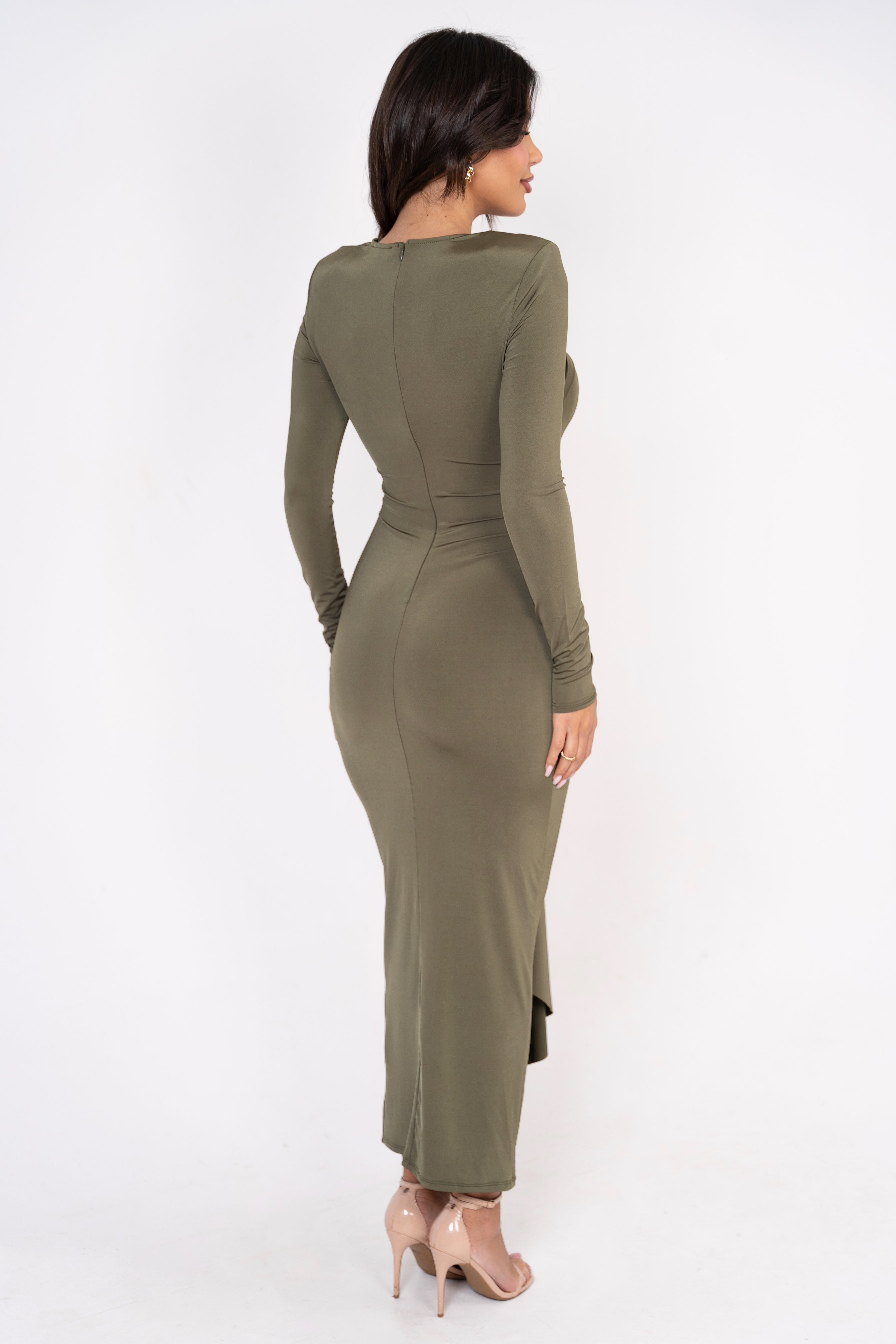 Elegant olive green dress