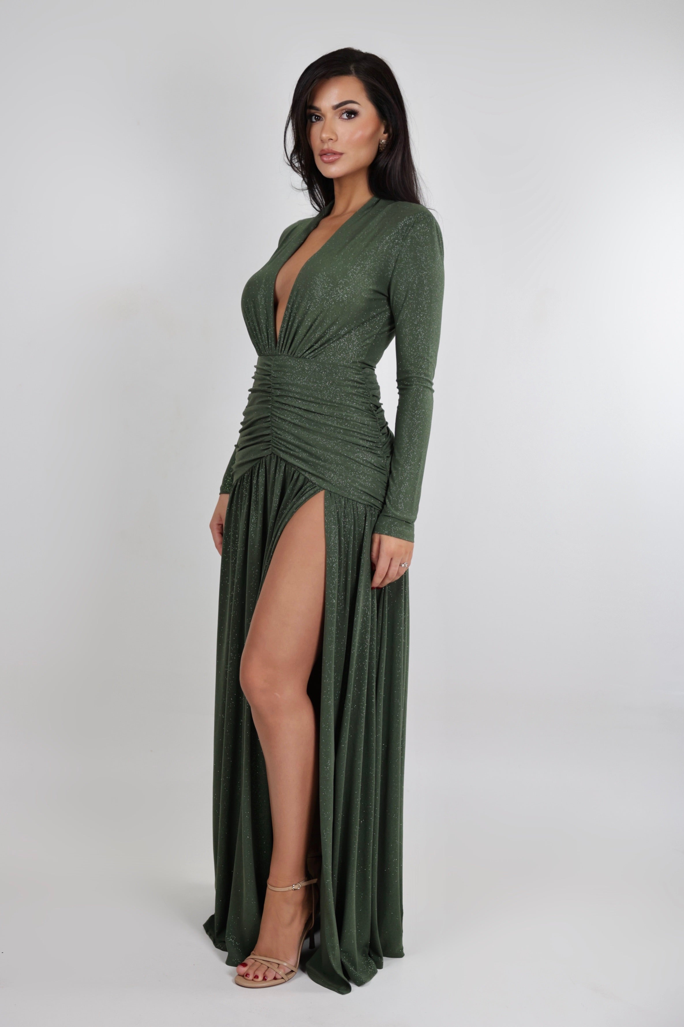 Lola Olive Glitter Dress