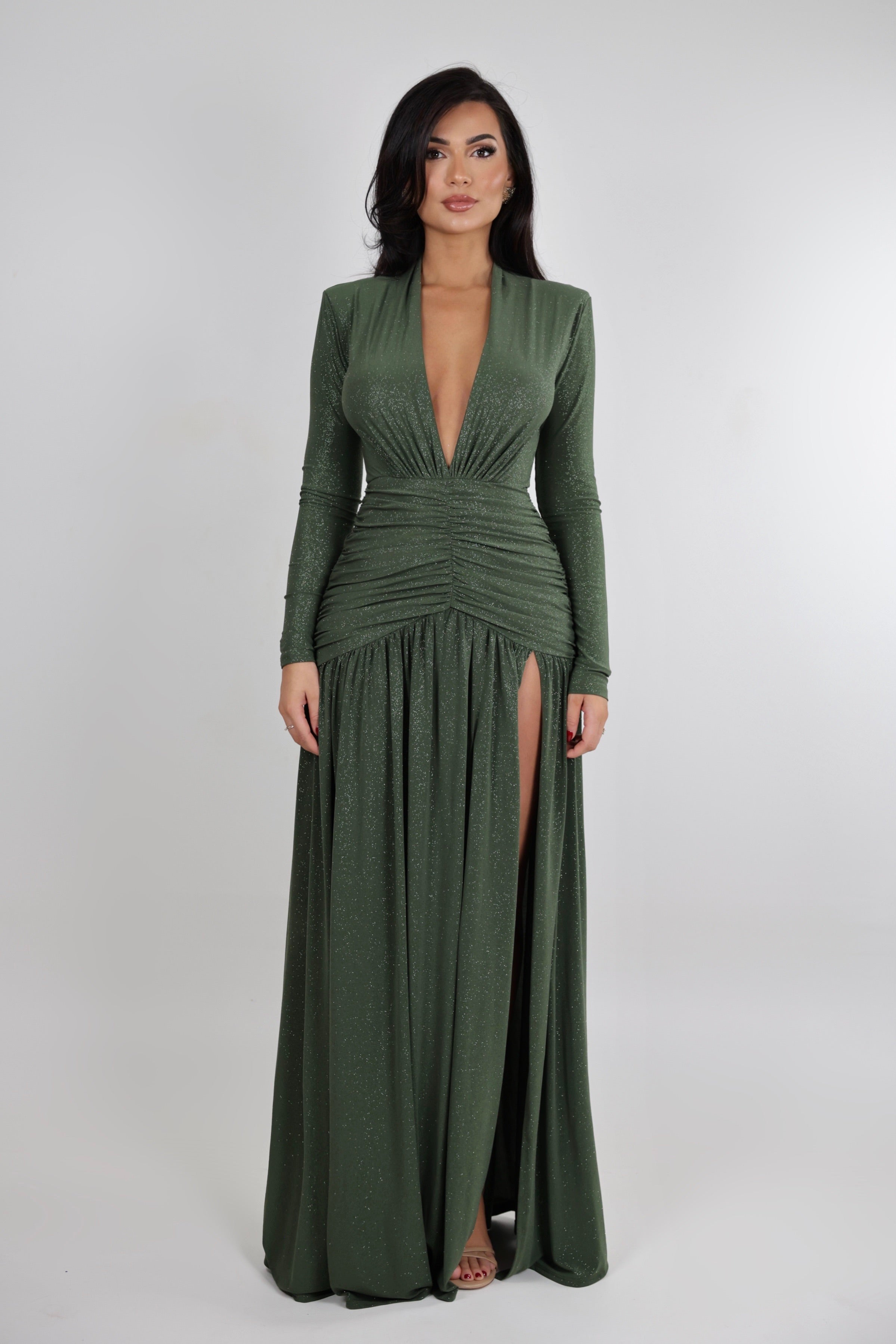 Lola Olive Glitter Dress