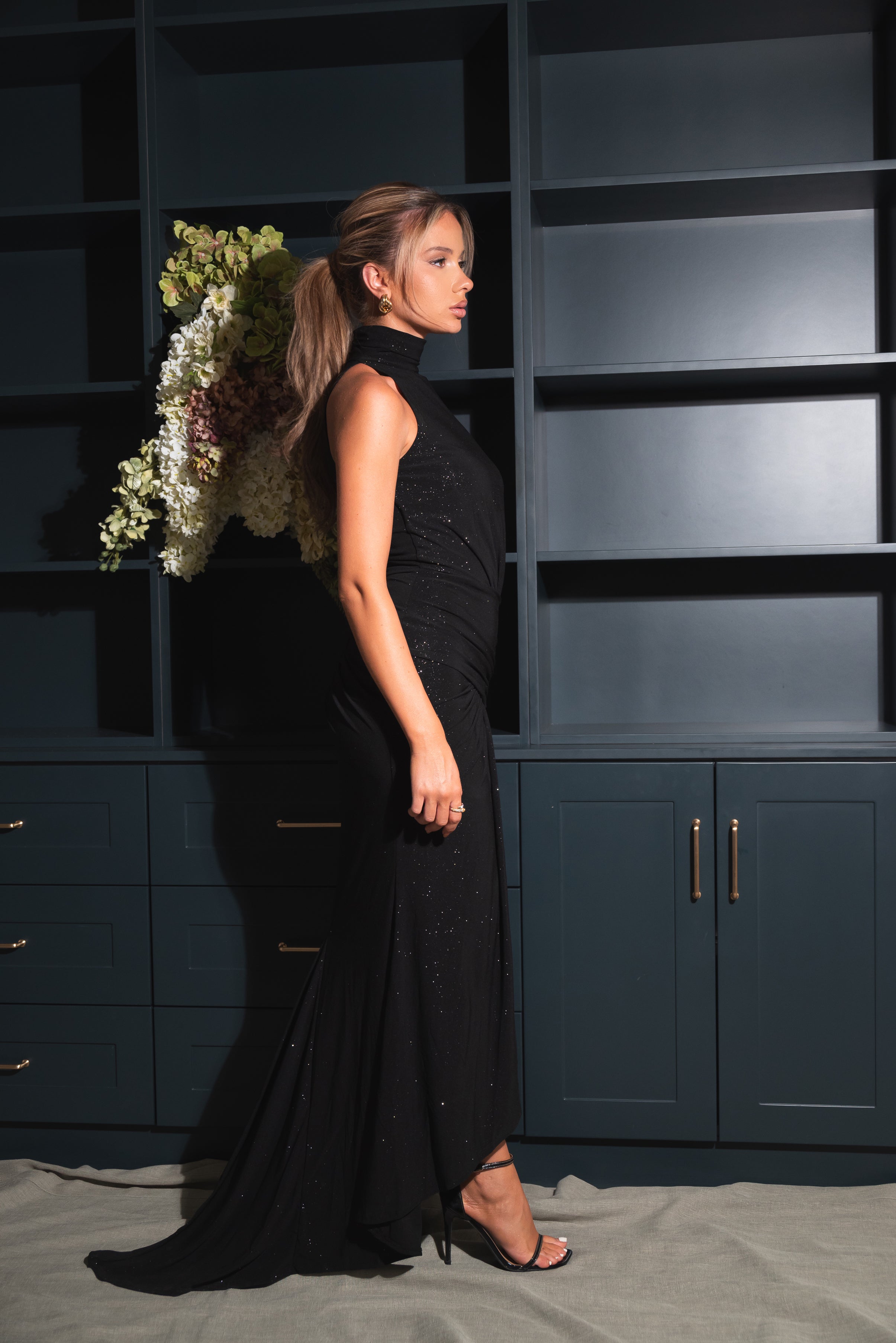 Neresa Black Glitter Dress