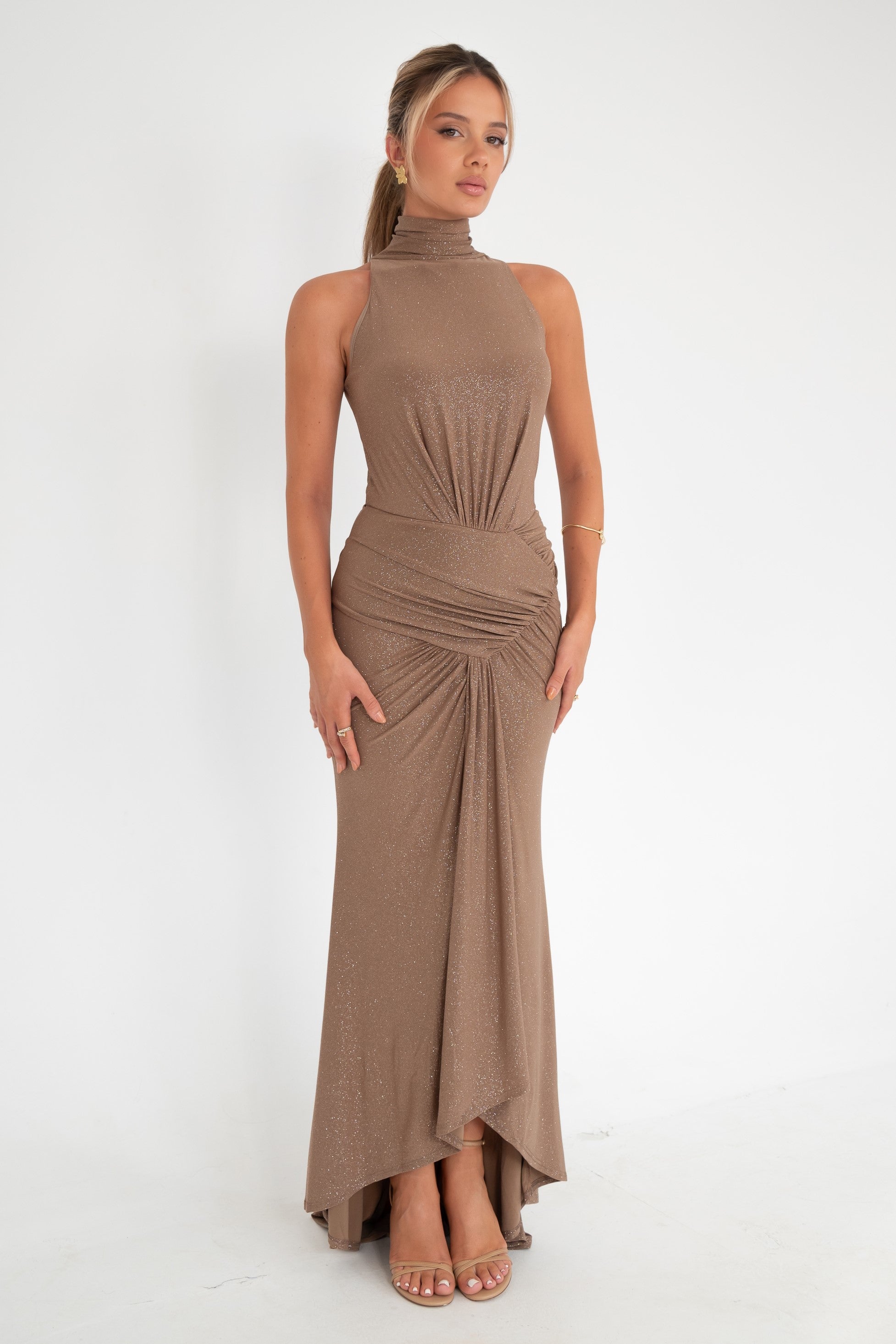 Neresa Mocha Glitter Dress