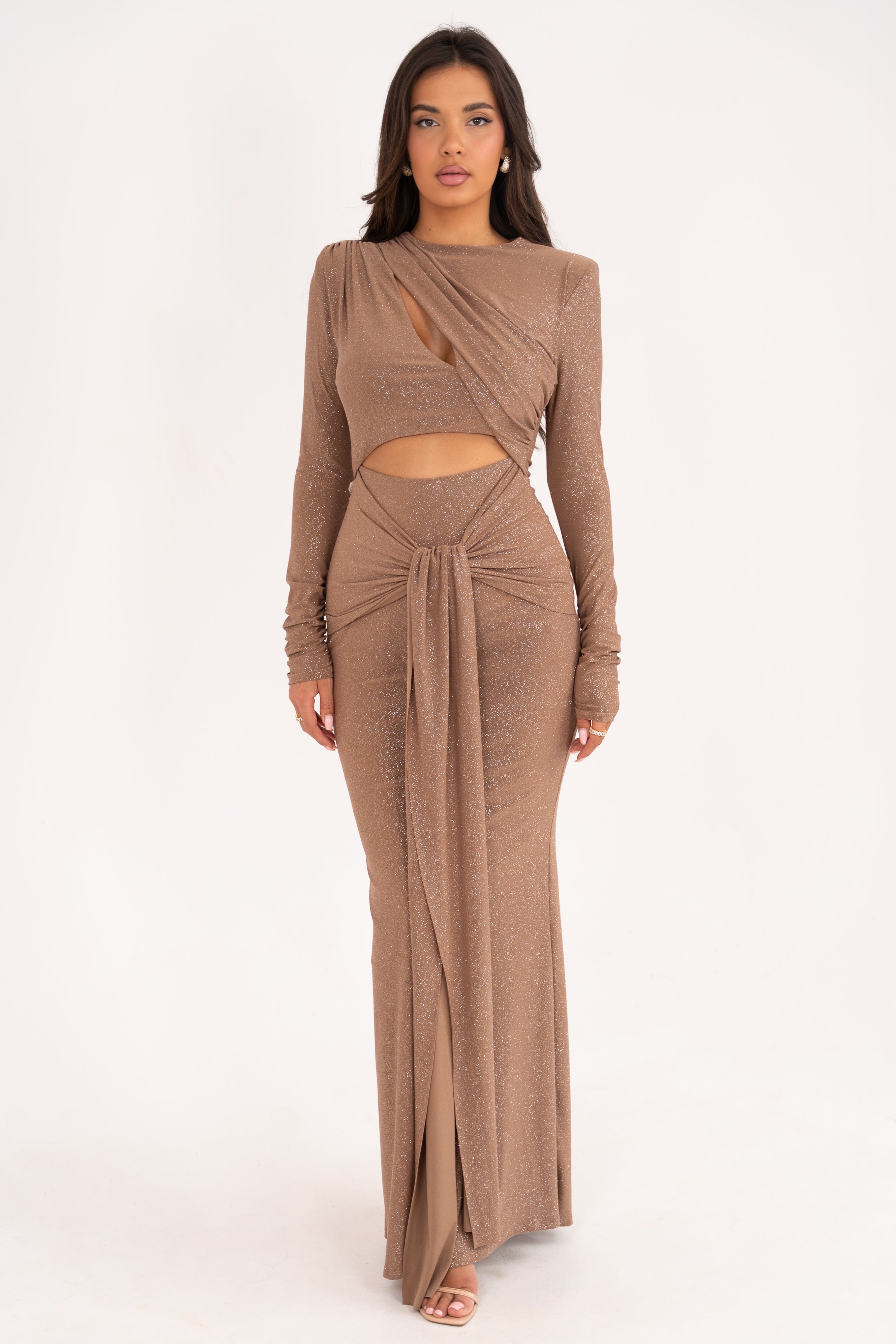 Reyah Mocha Glitter Dress