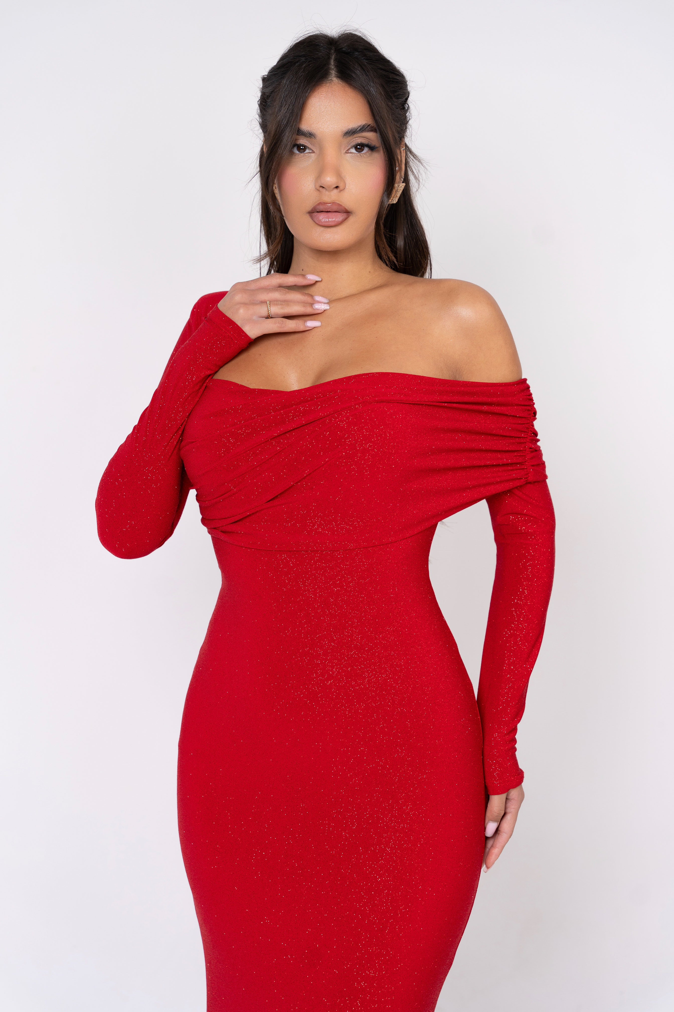 Rita Red Glitter Dress