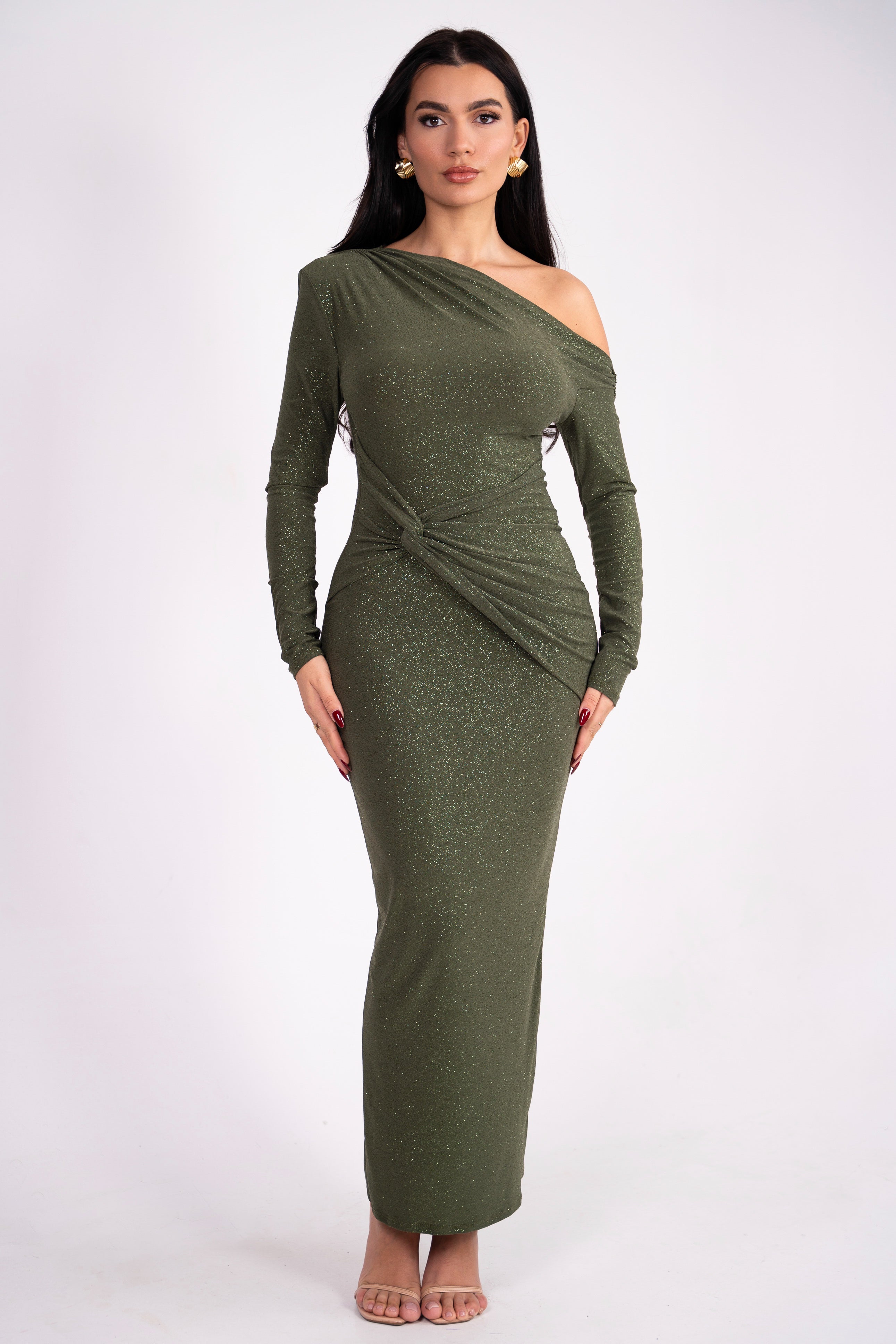 Viviana Olive Glitter Dress