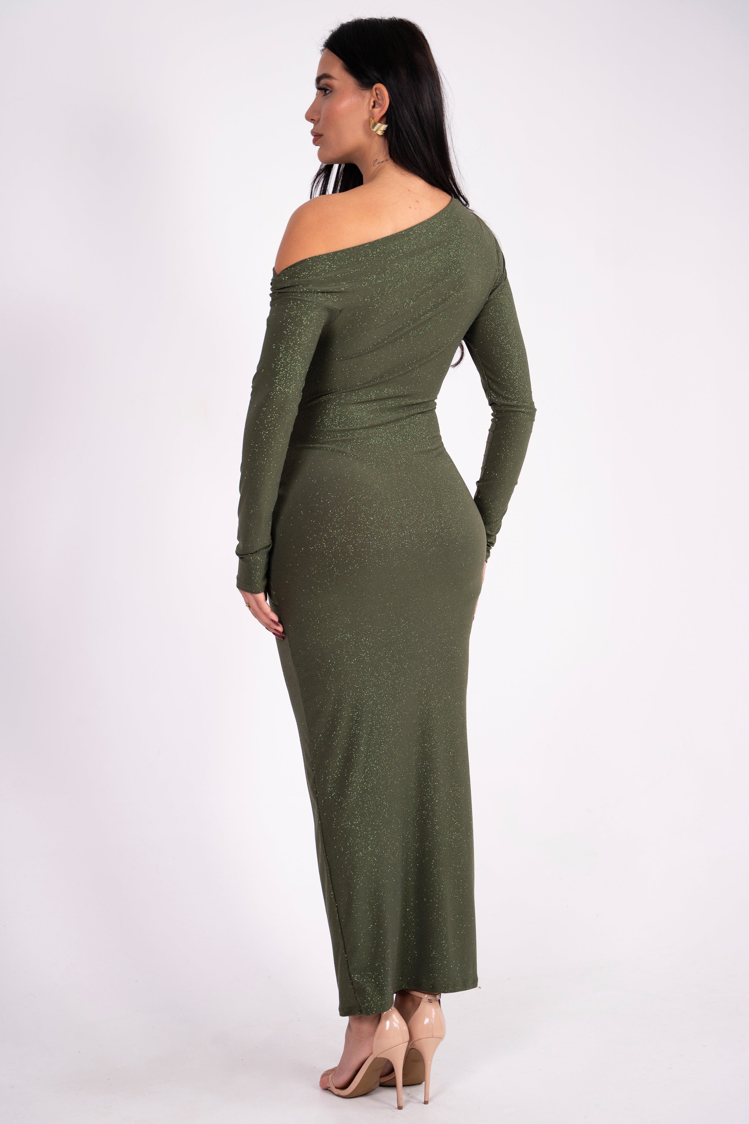 Viviana Olive Glitter Dress