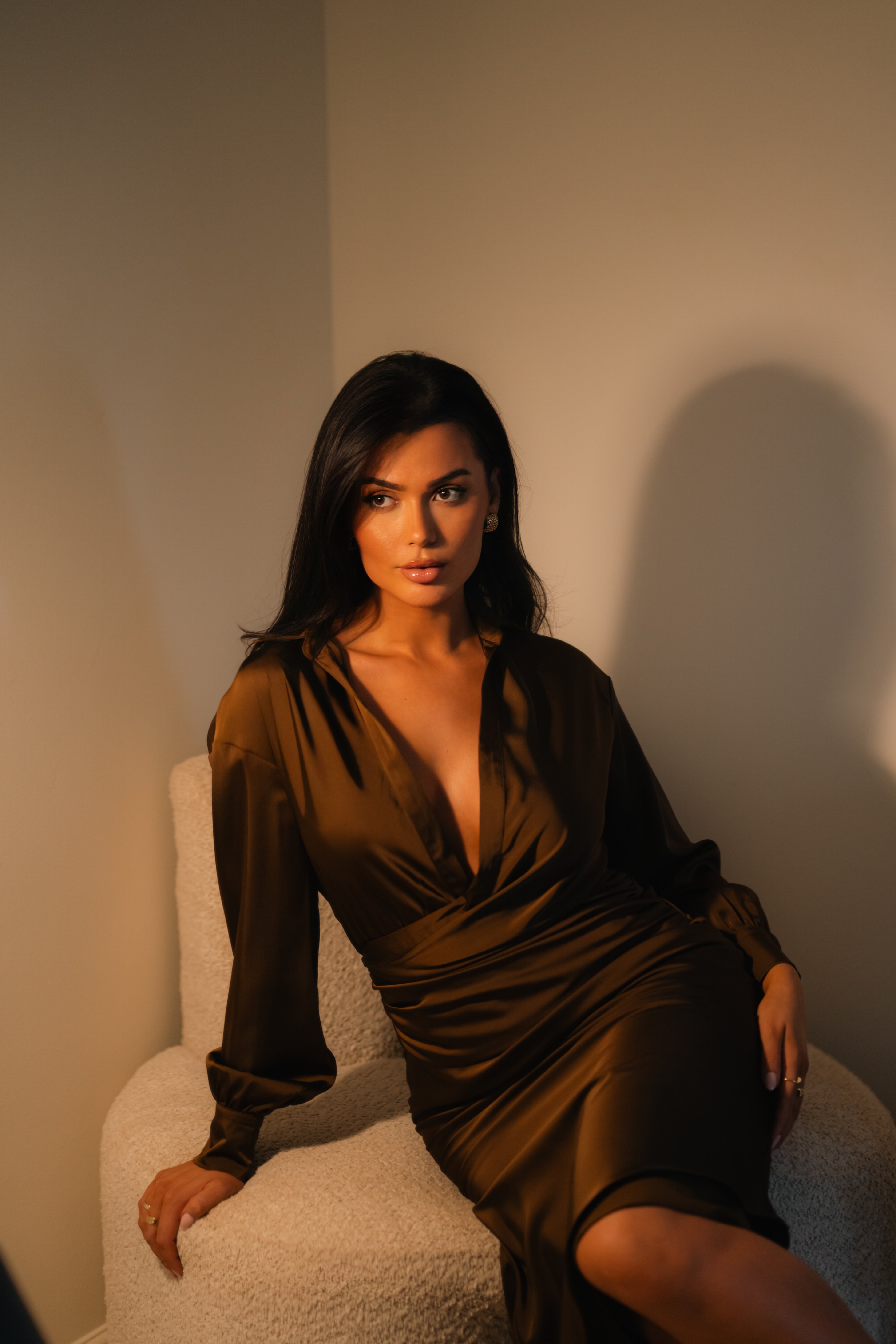 Zelina Chocolate Brown Dress