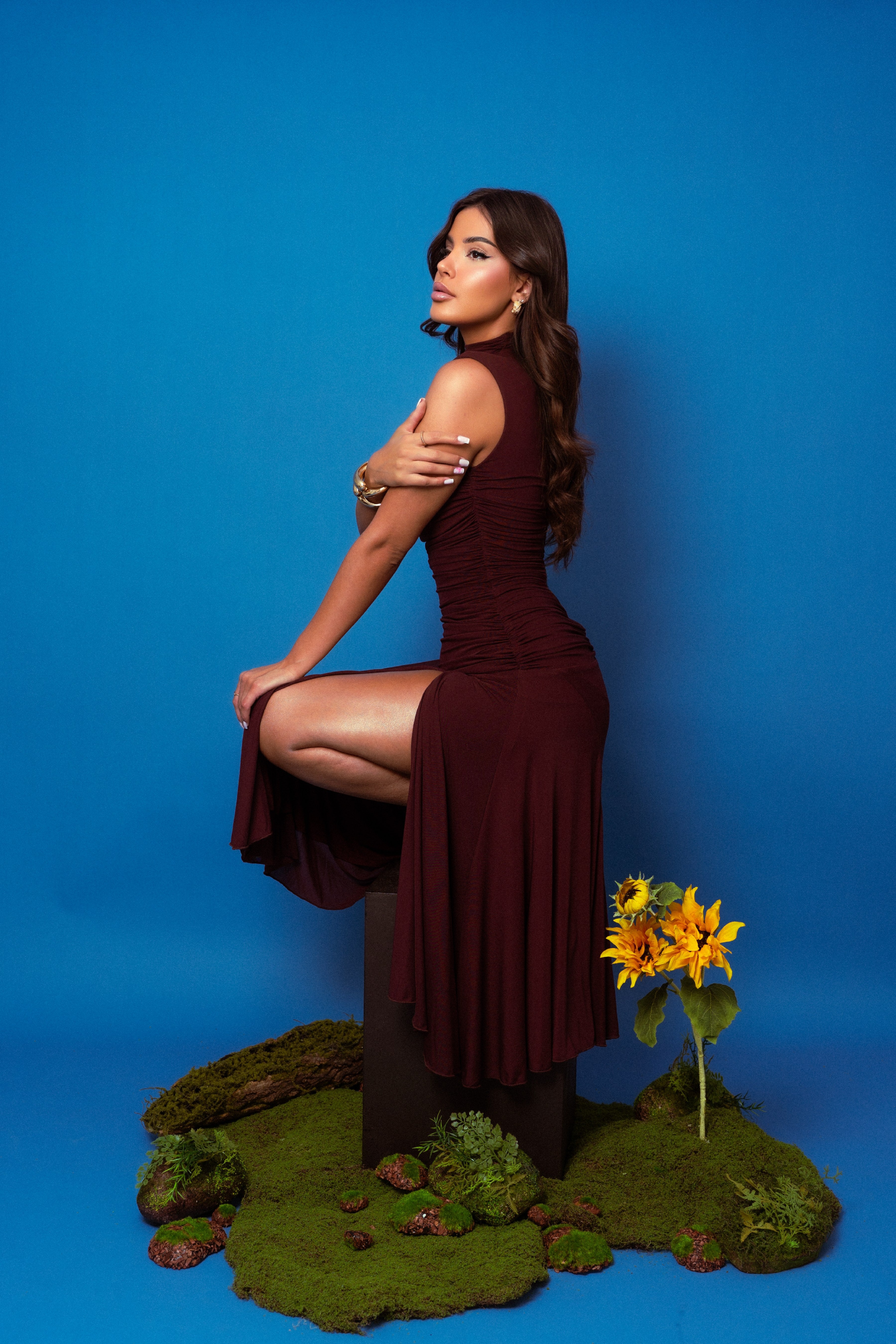 Alondra Brown Dress