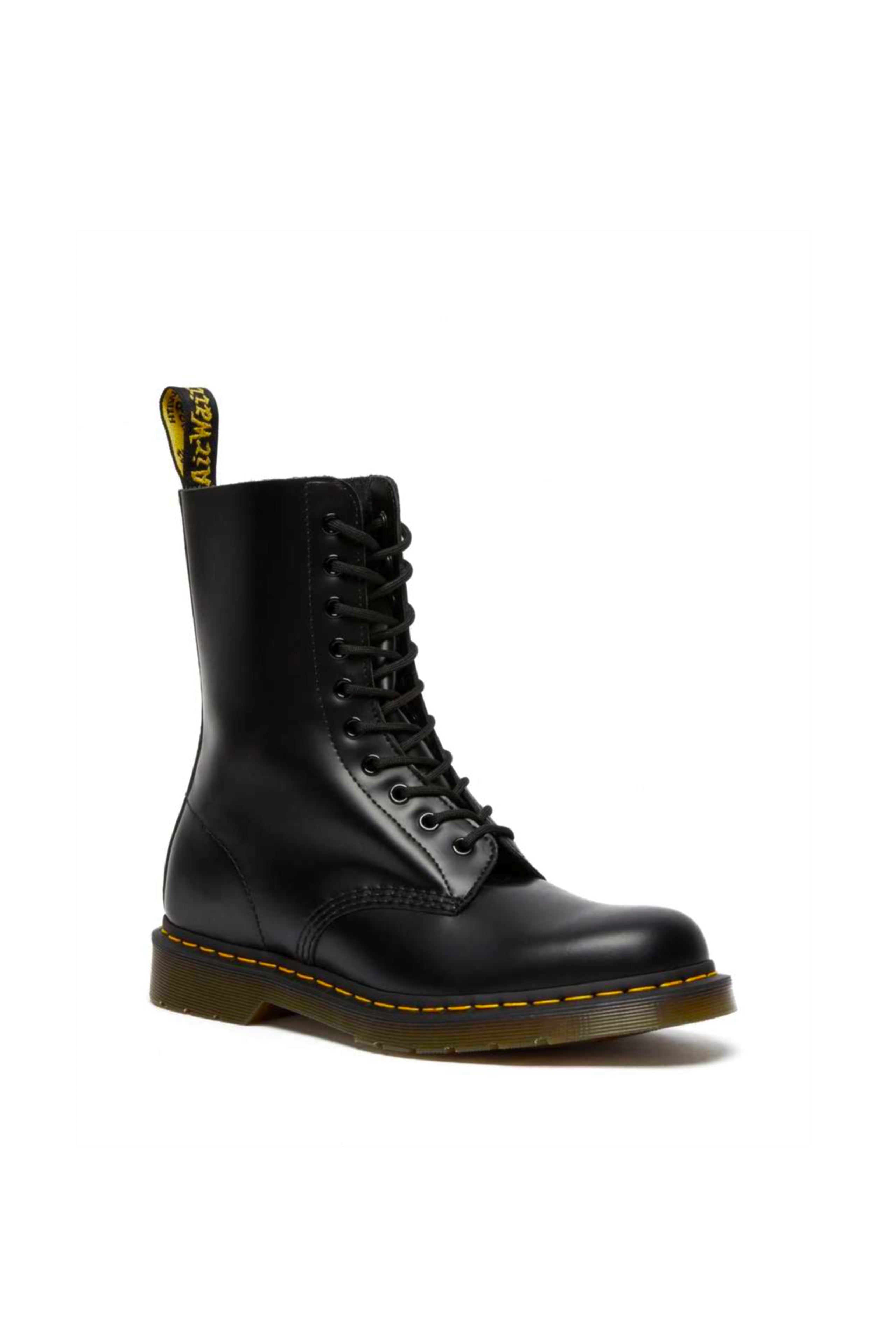 1490 10 Eye Boot Black Smooth